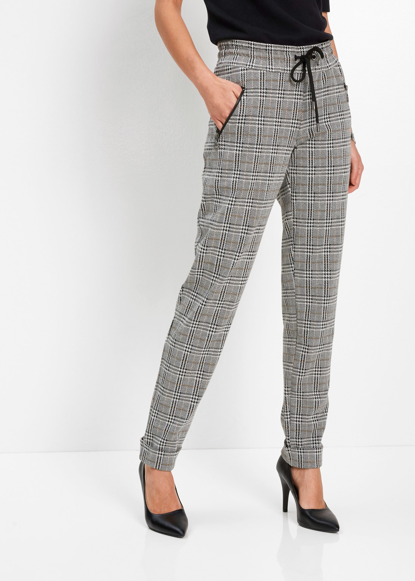 Image of bonprix Schlupfhose "Glencheck-Schlupfhose" aus Polyester, Viskose und Elasthan, lockere Passform