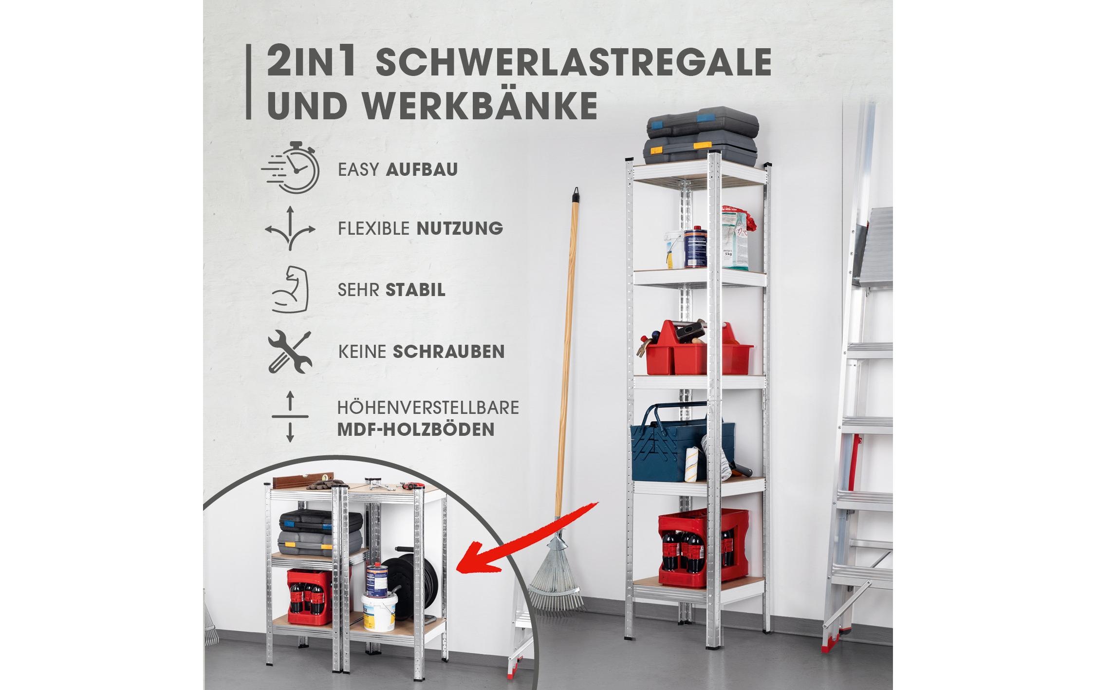 EASYmaxx Schwerlastregal »180 x 40 x 40 cm«