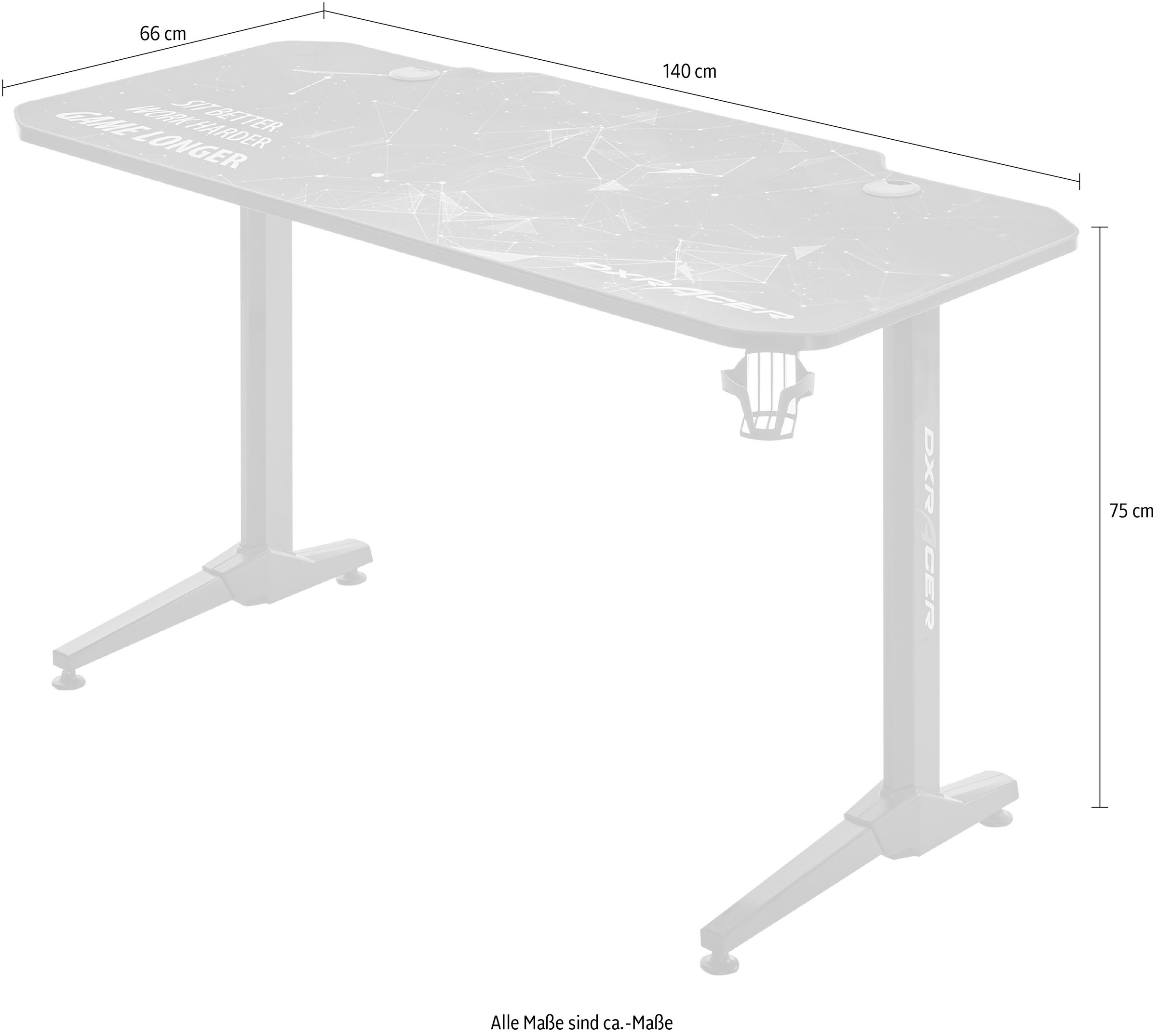 MCA furniture Gamingtisch »DX Racer«, Schwarz mit new Style Mousepad DX Racer V12, Breite 140 cm
