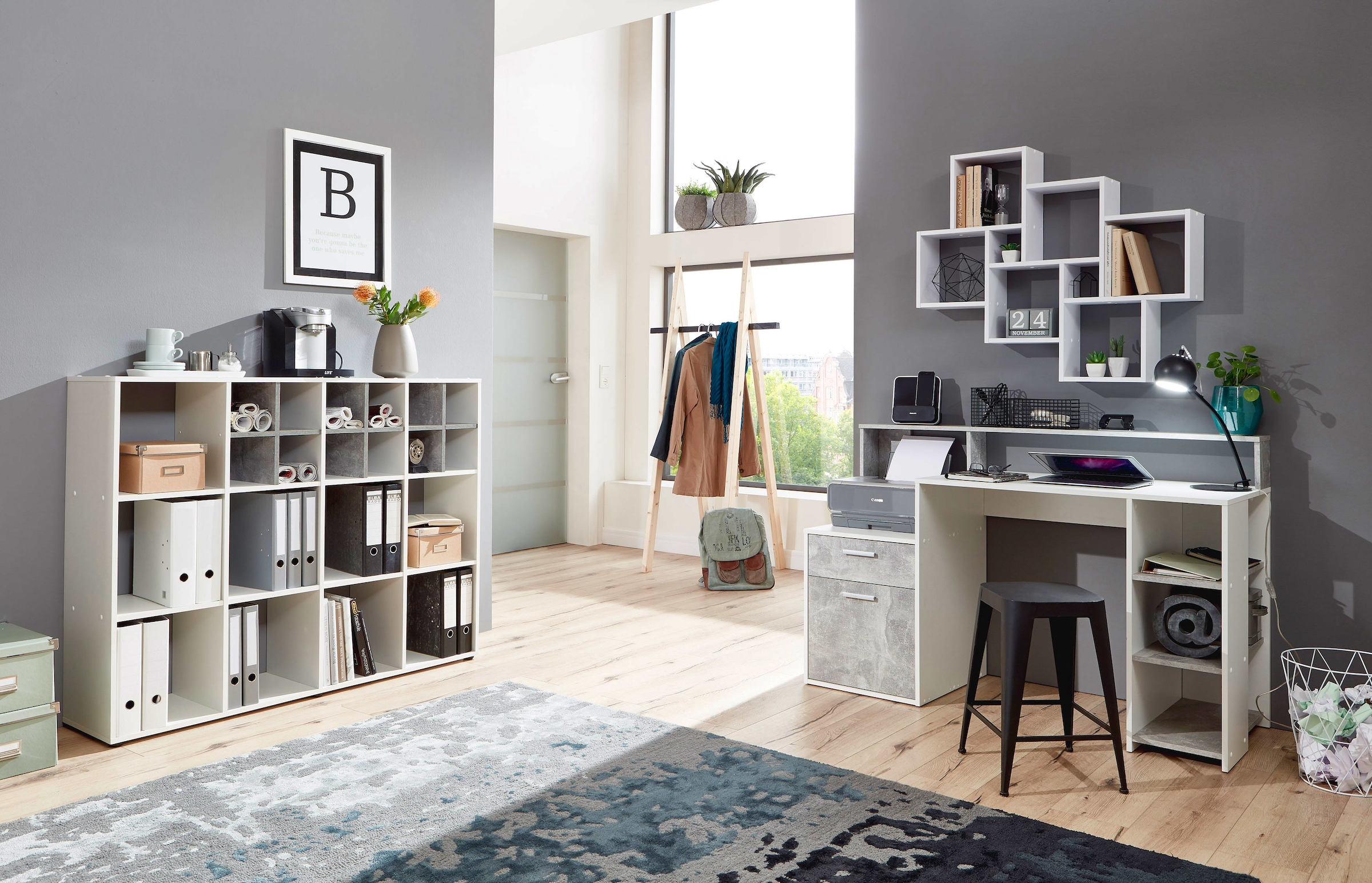 FMD Regal-Schreibtisch »Bolton« Schreibtisch mit Stauraum und Ablage, offene Fächer, 138,5 cm breit