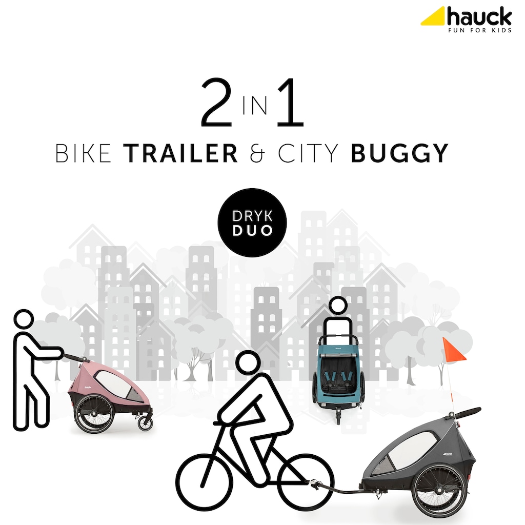 Hauck Fahrradkinderanhänger »2in1 Bike Trailer und Buggy Dryk Duo, grau«