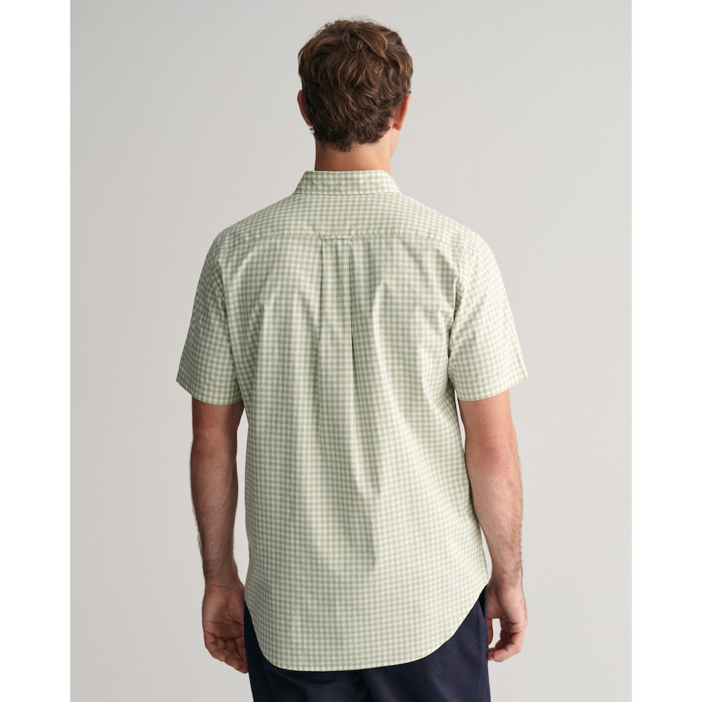 Gant Kurzarmhemd »Regular Fit Gingham Popeline Hemd strapazierfähig pflegeleicht kariert«, mit einer kleinen Logostickerei auf der Brusttasche