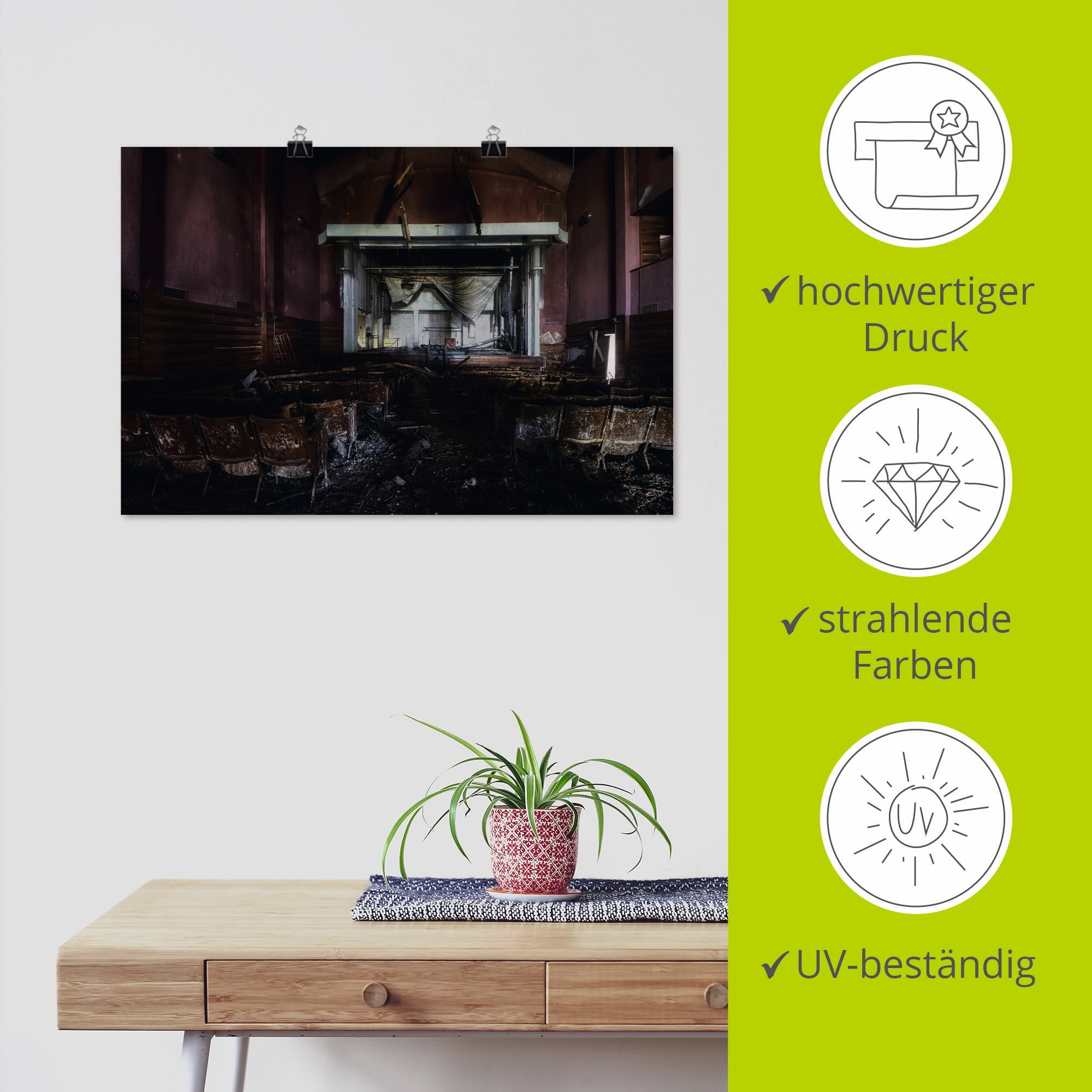 Artland Wandbild »Lost Place - Kino - verlassene Orte«, Gebäude, (1 St.), als Alubild, Outdoorbild, Leinwandbild, Poster in verschied. Grössen