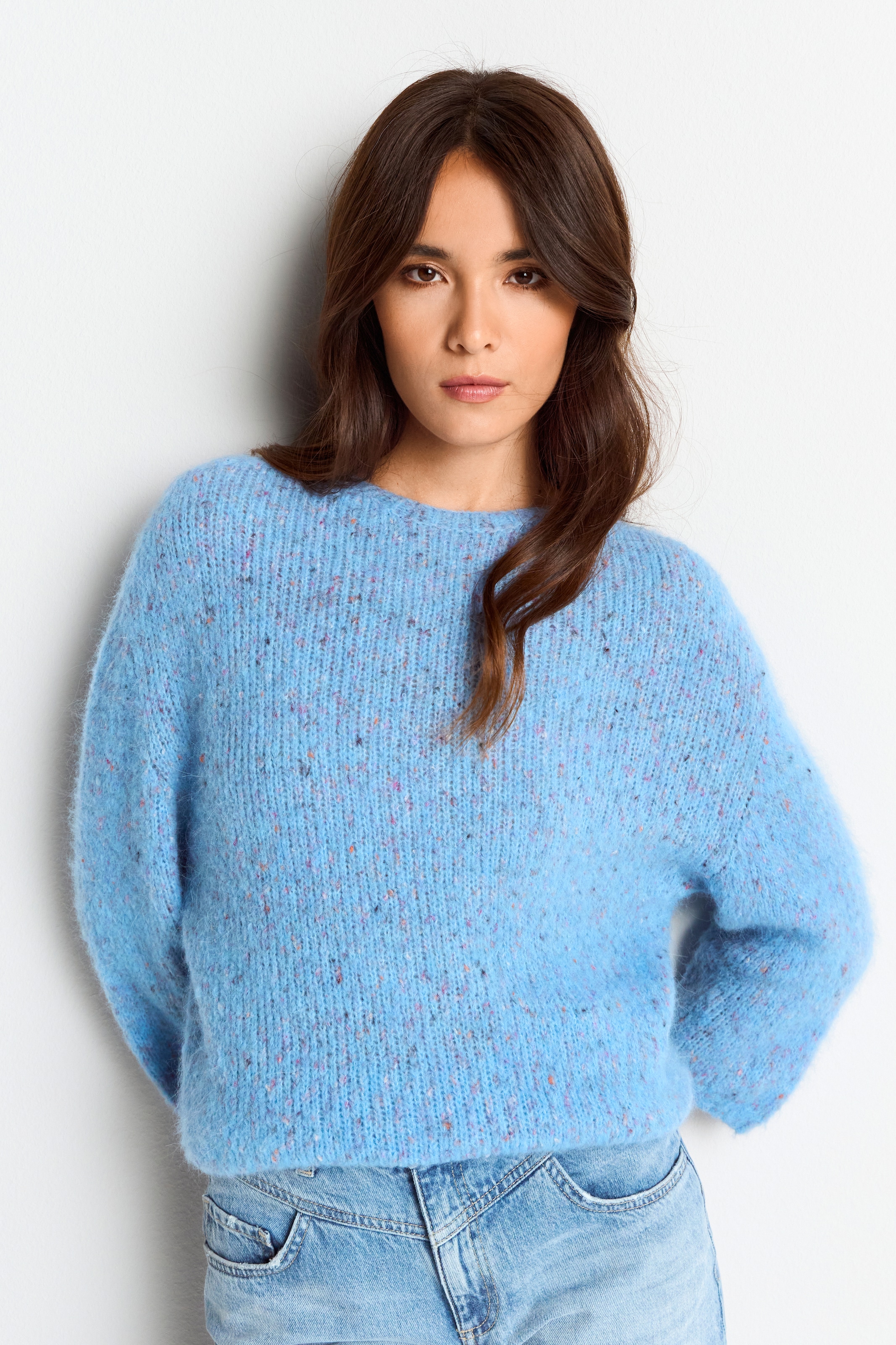 Strickpullover »Seamless crew neck«, meliertes Garn, überschnittene Schulter