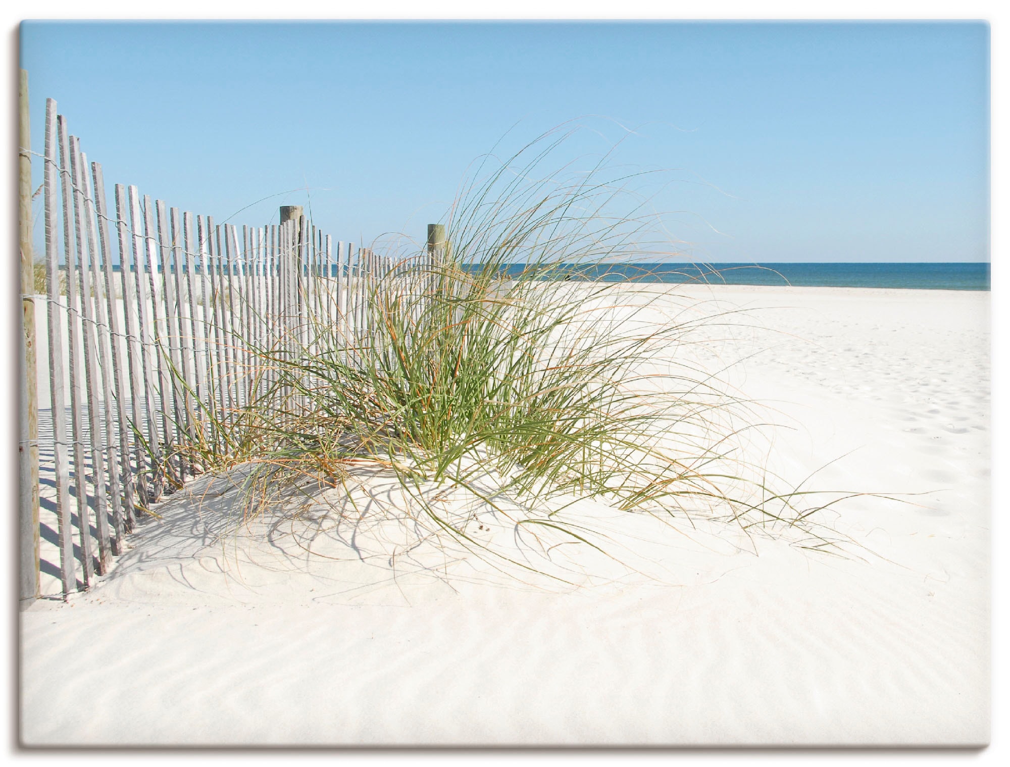 Image of Artland Leinwandbild "Schöne Sanddüne mit Gräsern und Zaun" Strand 1 Stk. tlg. auf Holzrahmen gespannt