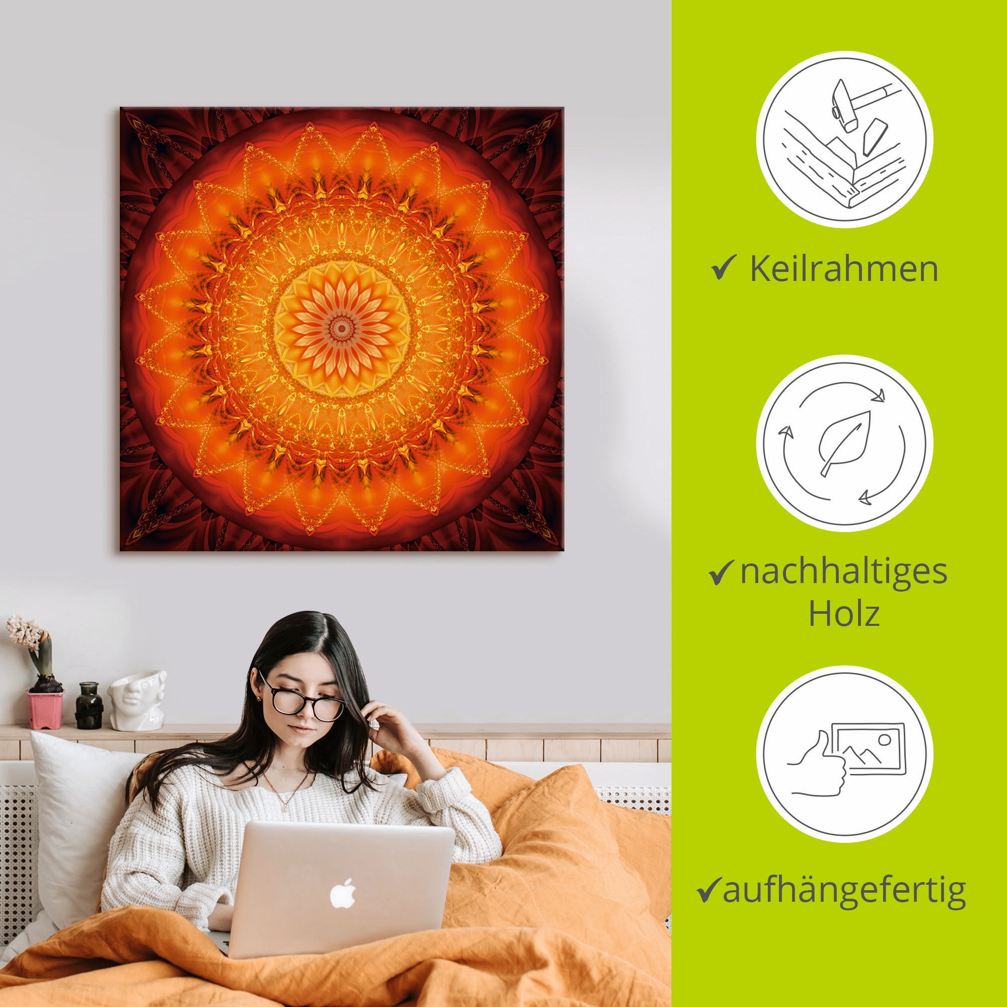 Artland Wandbild »Mandala Energie 1«, Muster, (1 St.), als Leinwandbild, Poster, Wandaufkleber in verschied. Grössen