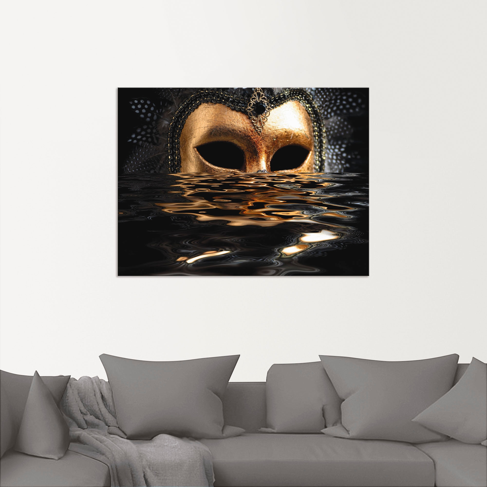 Artland Wandbild »Venezianische Maske mit Blattgold«, Karneval, (1 St.), als Alubild, Outdoorbild, Leinwandbild, Poster, Wandaufkleber