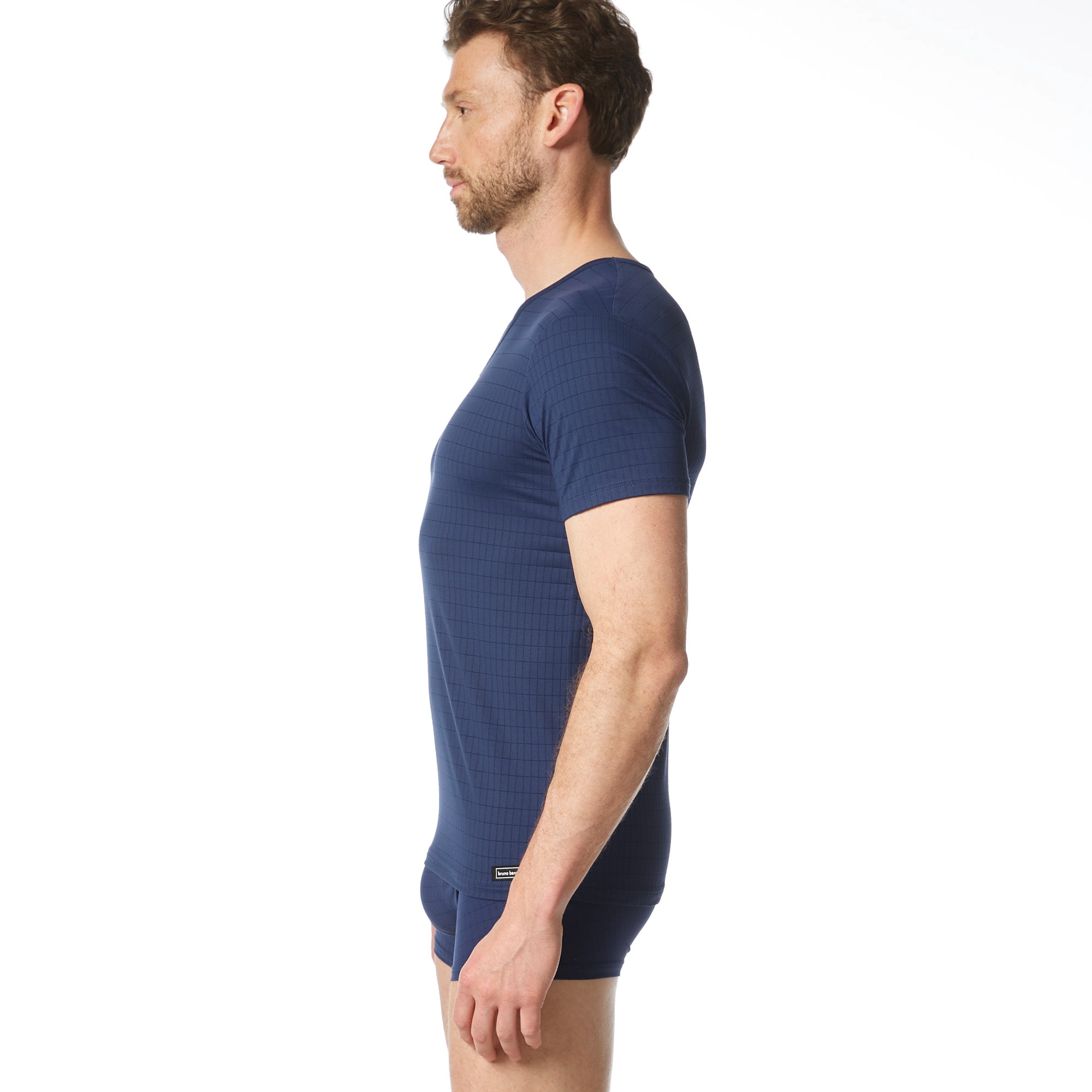 Bruno Banani T-shirt en V »CHECK LINE 2.0« Pique Optik, Kurzarm, V-Neck, Cotton-Mix