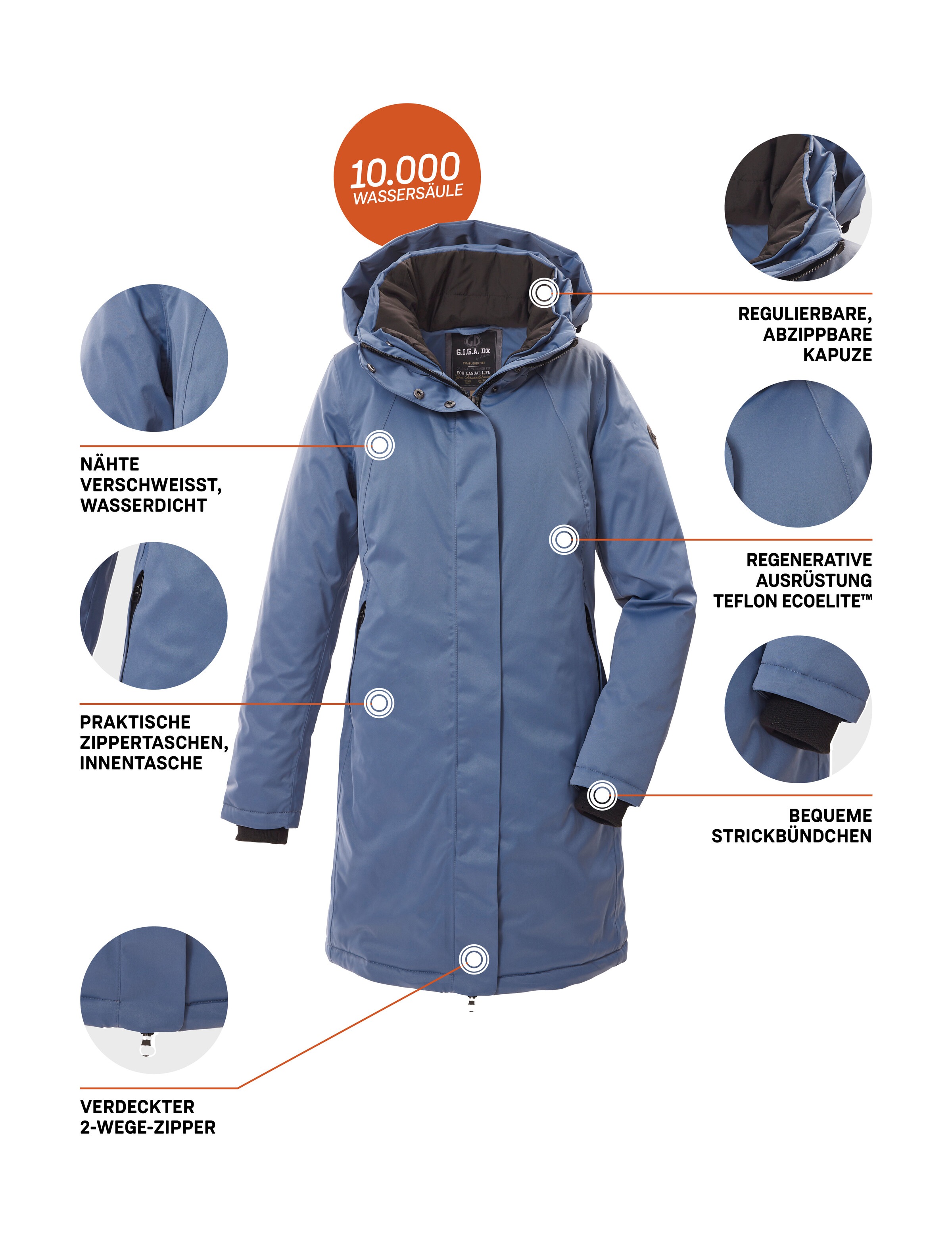 G.I.G.A. DX by killtec Parka »GW 93 WMN PRK« imperméable, respirant, fermeture éclair 2 voies