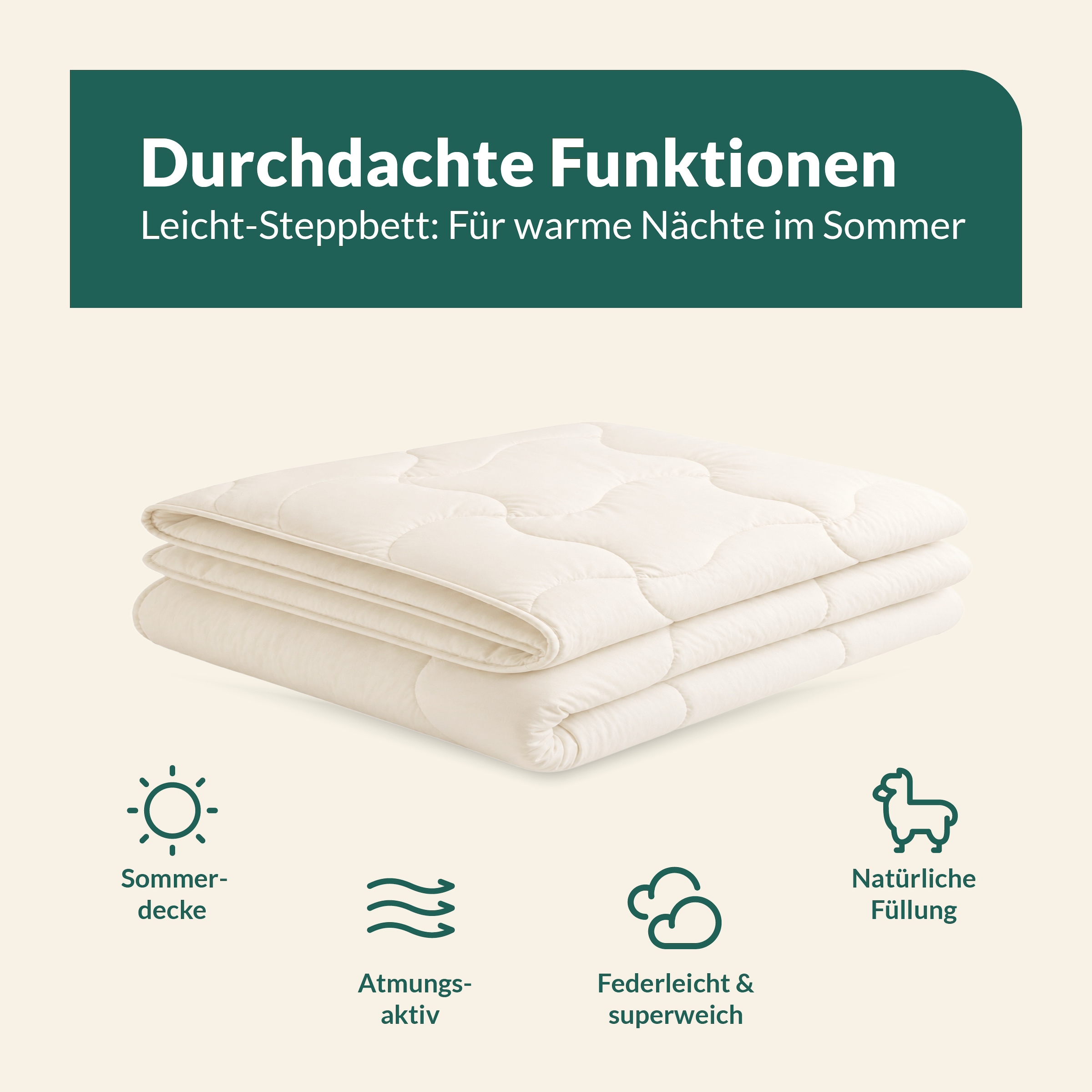fan Couette en poils naturels »Baby Alpaka, Bettdecke in 135x200 und weiteren Grössen erhältlich« léger Füllung 97 % alpaga & 3 % autre fibre 1 cuis tlg. Couette en poils naturels fabriquée en Allemagne