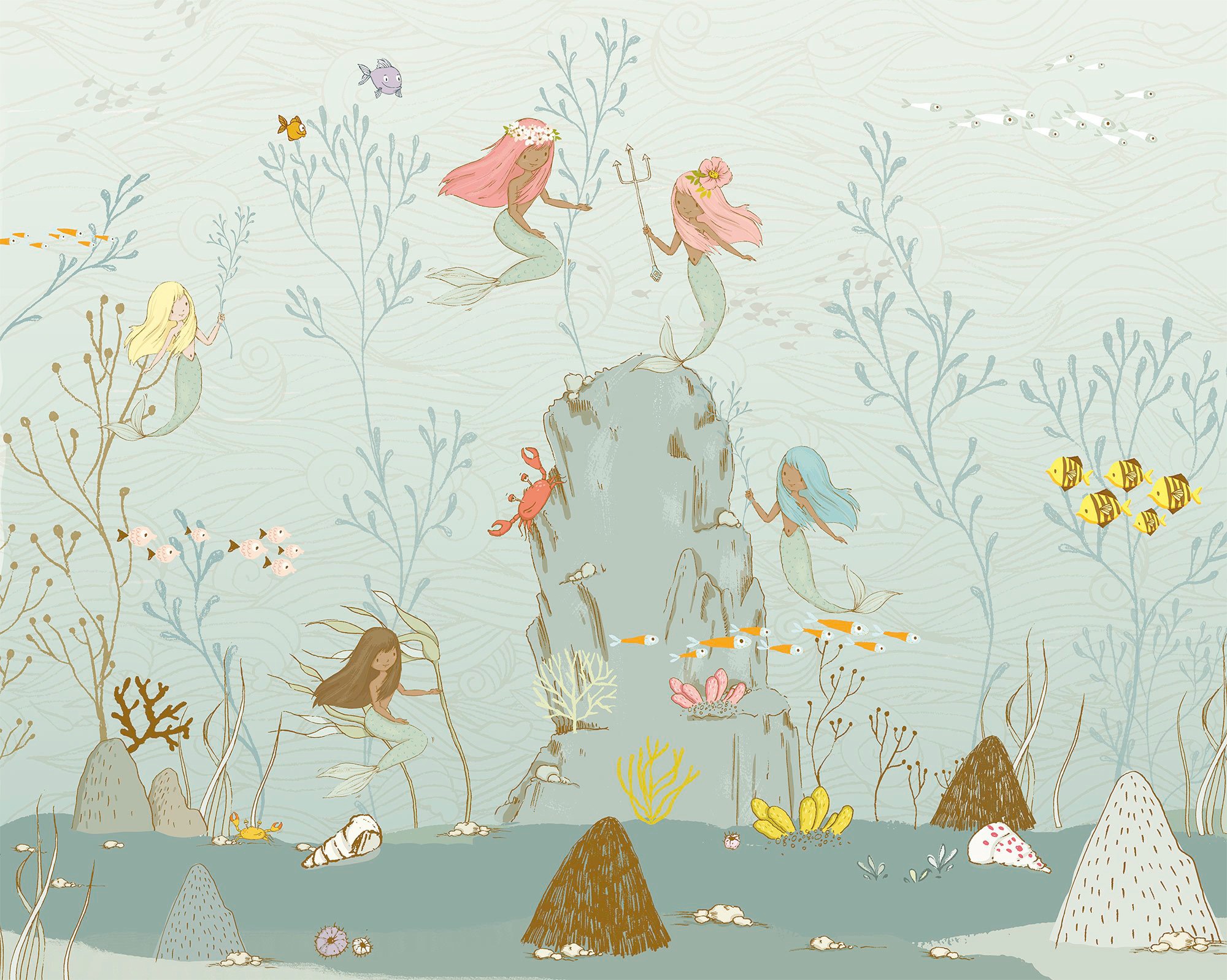 Image of Komar Vliestapete "Digitaldruck Vlies - Mermaids - Grösse 350 x 280 cm" bedruckt glatt Kinderzimmer