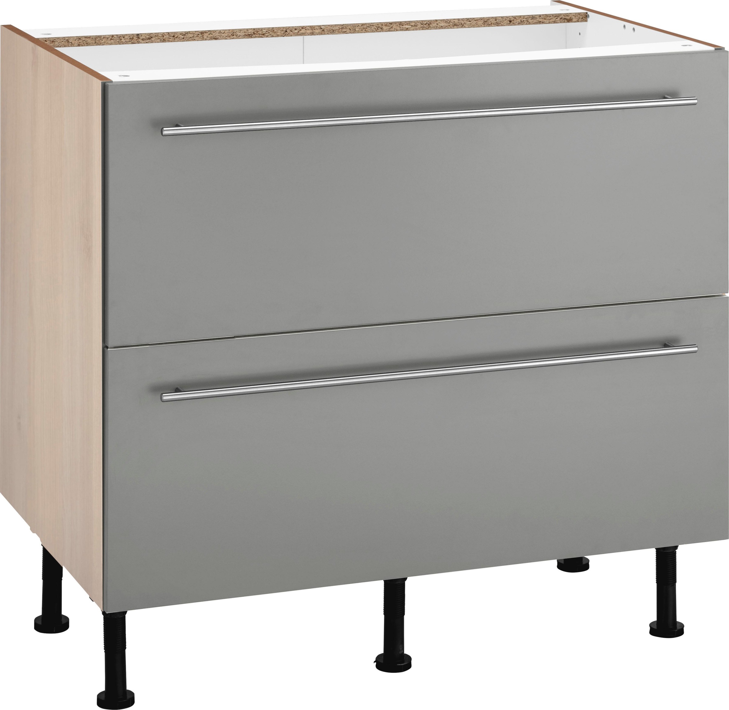 Image of OPTIFIT Unterschrank »Bern«, 90 cm breit, mit 2 grossen Auszügen für viel Stauraum, mit höhenverstellbaren Füssen, mit Metallgriffen bei Ackermann Versand Schweiz