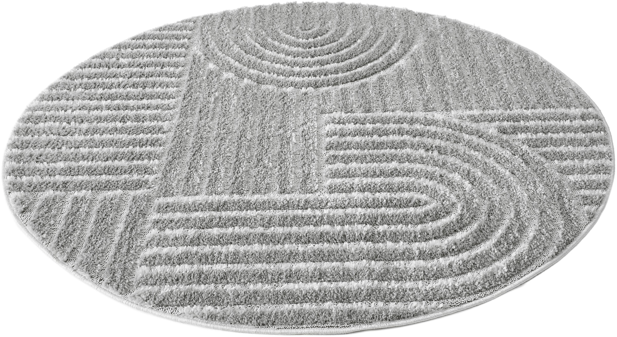 GOODproduct Teppich »Jonne, Boho-Design, Scandi, Designteppich« rund 20 mm Höhe Hoch-Tief, 3D Optik, skandinavischer Stil, Wohnzimmer, Schlafzimmer