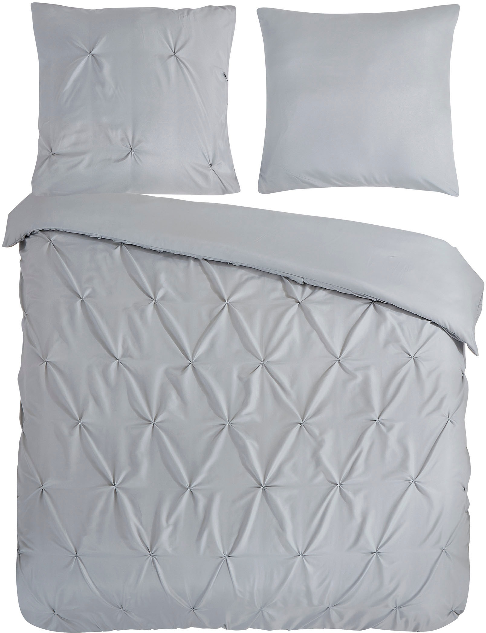 PURE luxury collection Bettwäsche »Elegance«, Mikrofaser, Uni, Stickerei, luxuriöse Falten, Reissverschluss, Grün