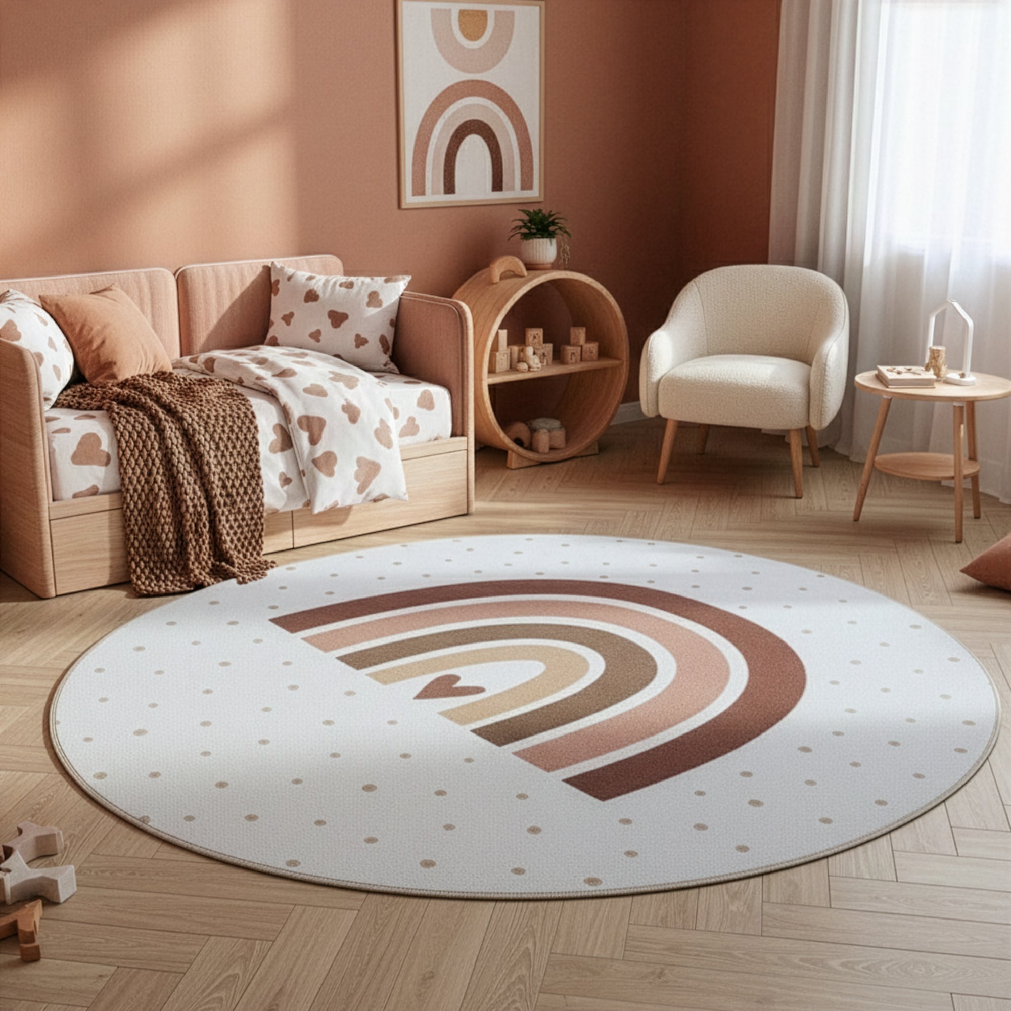 Image of Ayyildiz Teppiche Kinderteppich "COCO 1132, auch in rund erhältlich" rund 8 mm Höhe Waschbar bei 30 C, rutschhemmend, OEKO-TEX zertifiziert, Regenbogen