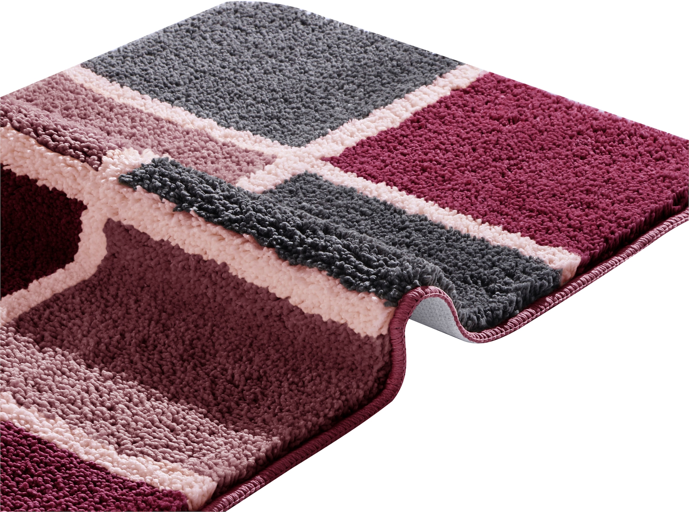 my home Tapis de bain »Anna mit Kachelmuster, Badvorleger, Badezimmer Teppich, Duschvorleger« Höhe 20 mm Badteppich, Hoch-Tief Effekt, Modern, Weich