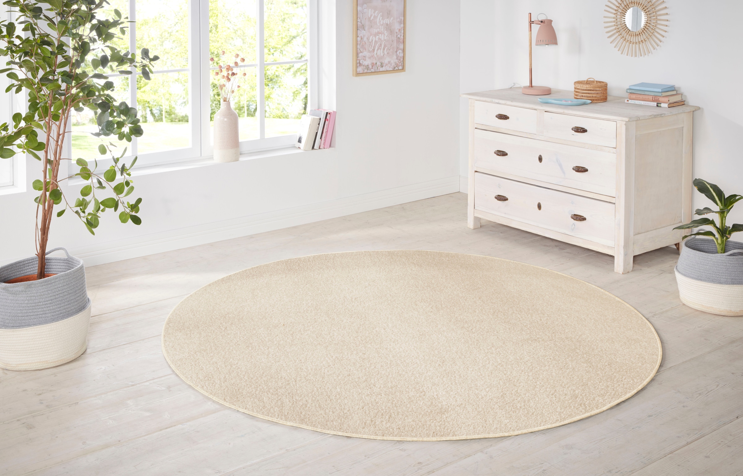 HANSE Home Teppich »Shashi«, rund, 8,5 mm Höhe, Kurzflor, Unifarben, Teppich, Weich, Esszimmer, Kinderzimmer, Flur