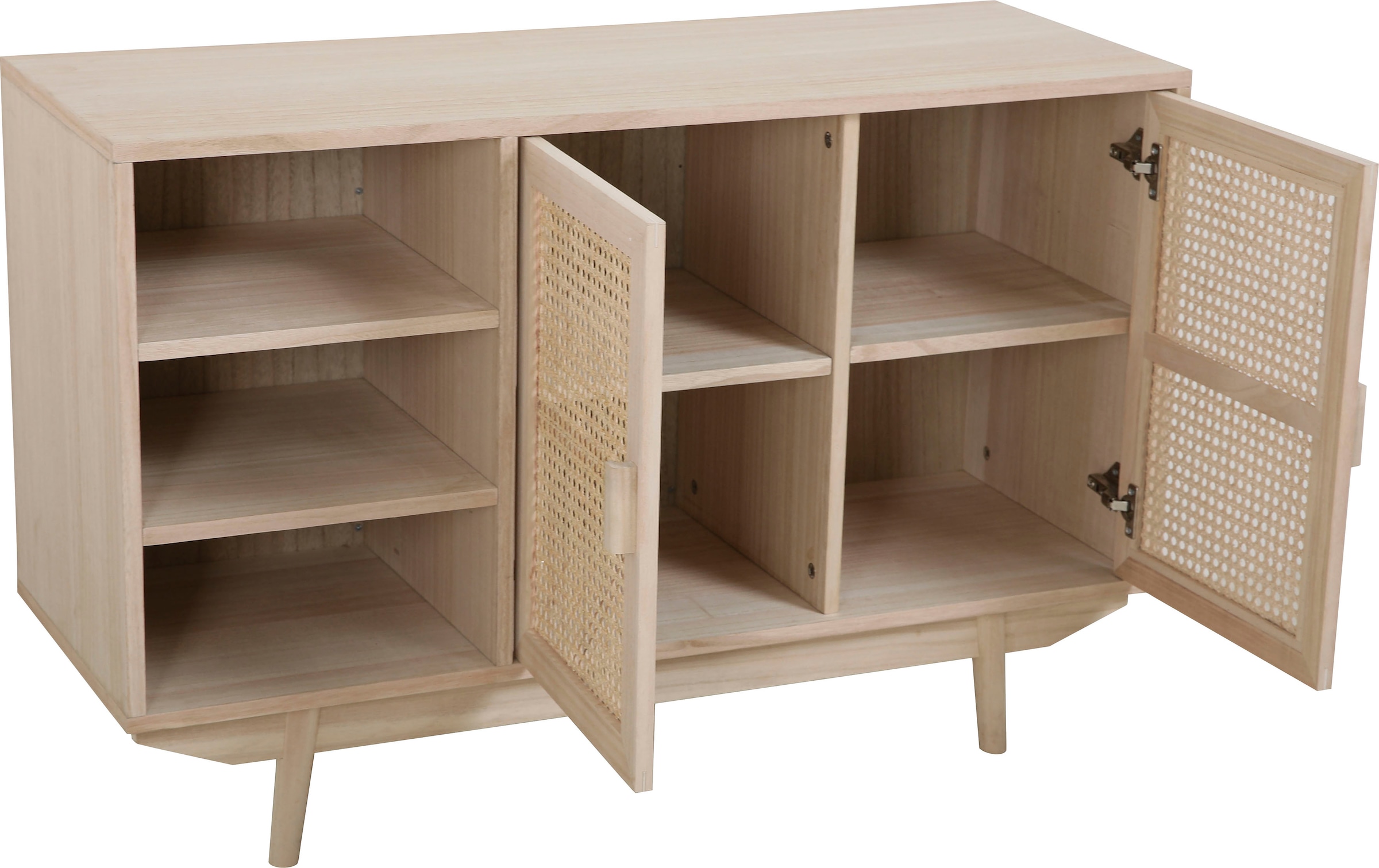 SalesFever Sideboard, Türfronten aus Rattangeflecht, Wiener Geflecht