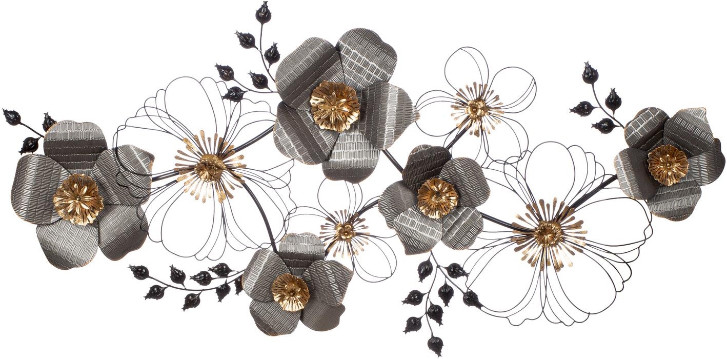 Image of Casablanca by Gilde Wanddekoobjekt "Wandrelief, "Blossom", Metall, schwarz, anthrazitfarben, goldfarben" Wandrelief Blossom Blüten Blumen Wanddeko Wohnzimmer