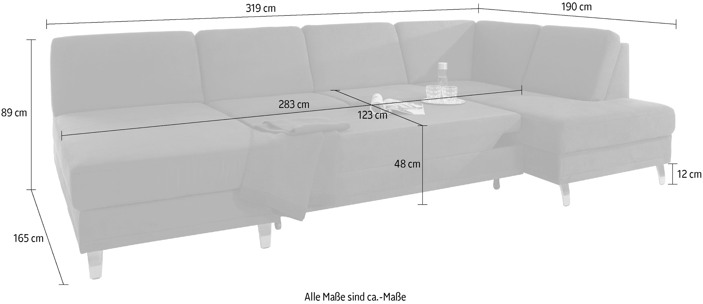 sit&more Wohnlandschaft »Clio U-Form«, wahlweise mit Bettfunktion und Bettkasten, inklusive Federkern