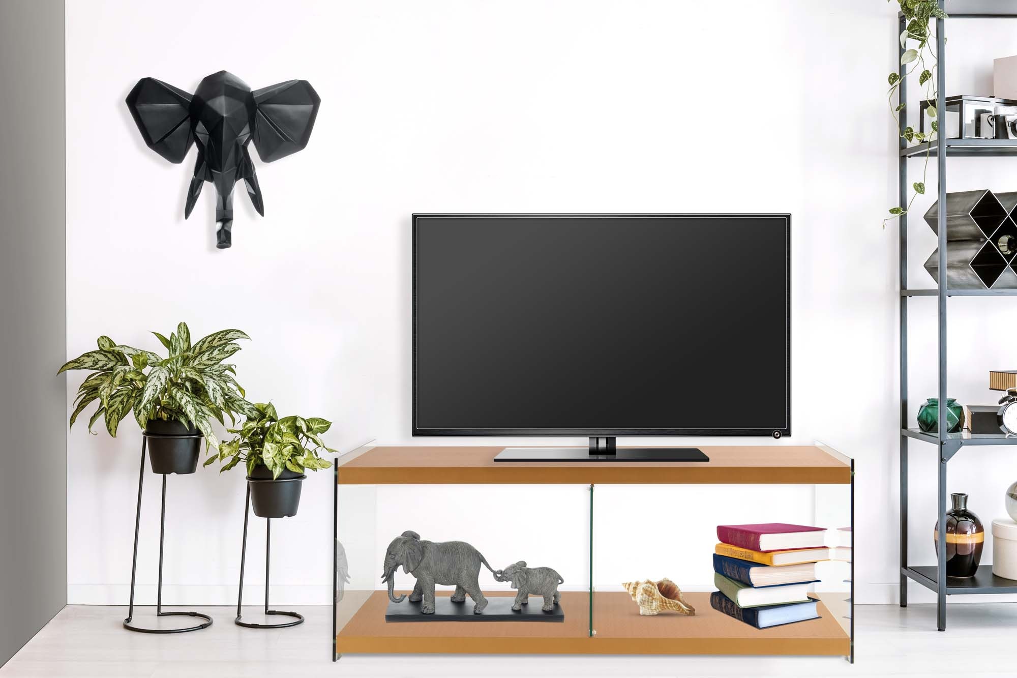 Kayoom TV-Schrank »TV-Tisch Elementary, eckige Form, viel Ablagefläche«, (1 St.), TV-Tisch, gehärtetes Glas, pflegeleicht