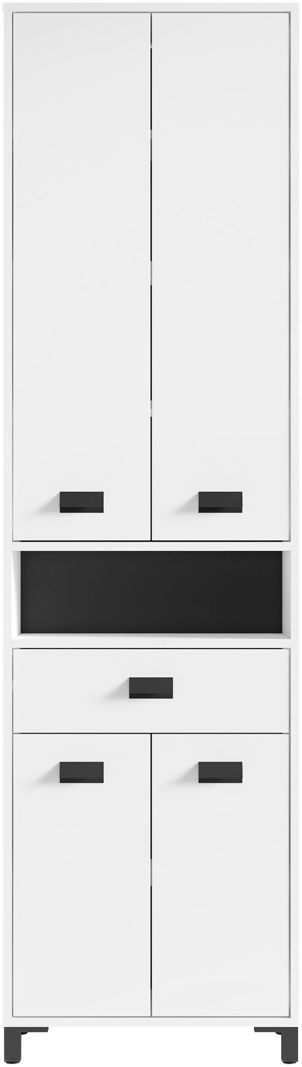 byLIVING Armoire haute »Wellness« Badezimmer Hochschrank mit 4 Türen und Schubkasten für viel Stauraum