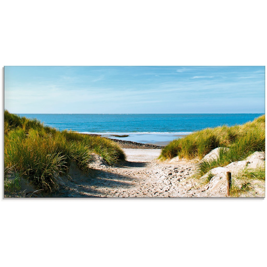 Artland Glasbild »Strand mit Sanddünen und Weg zur See«, Strand, (1 St.)