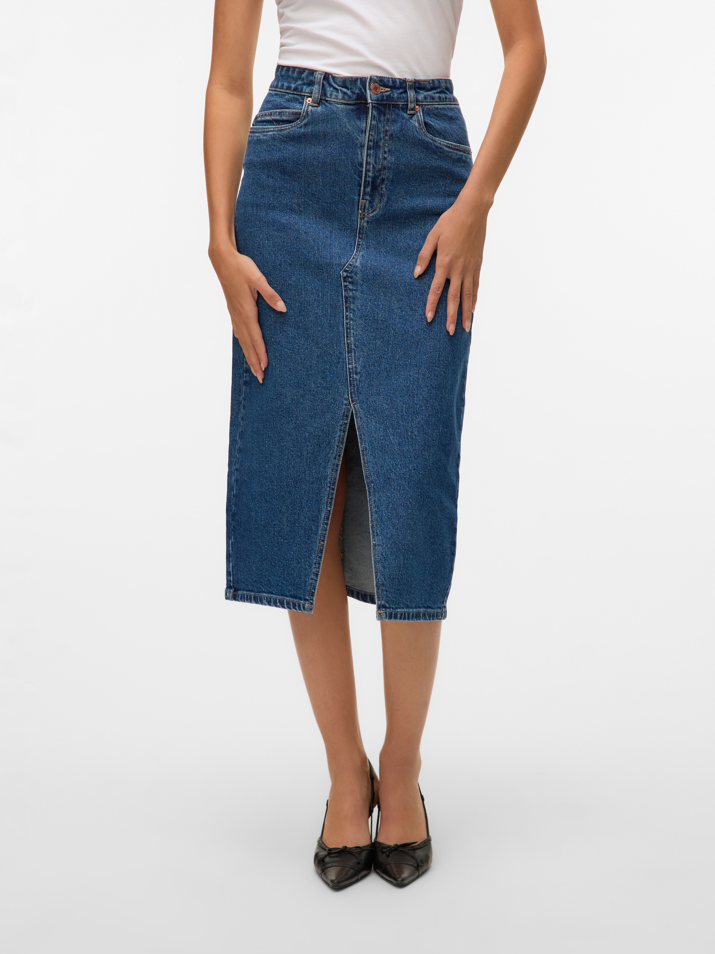 Vero Moda Maxirock »VMVERI HR CALF DENIM SKIRT GA NOOS«