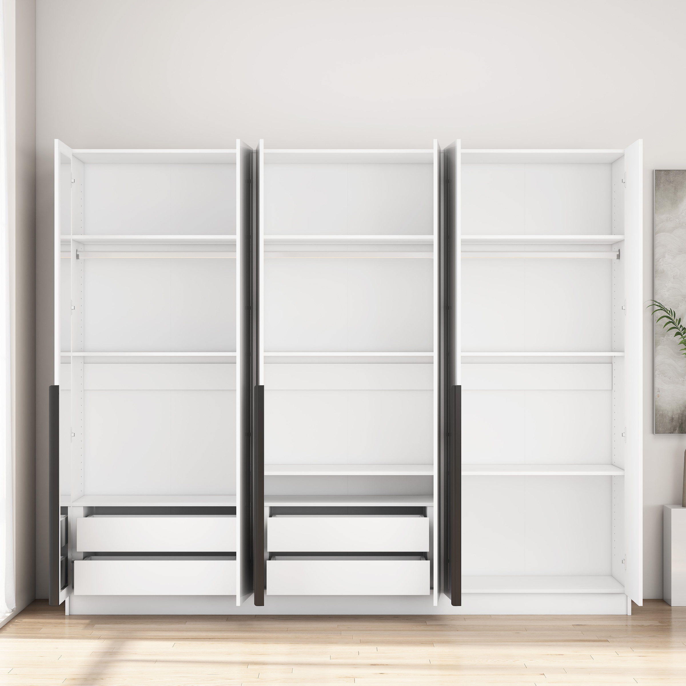 GOODproduct Armoires à vêtements »Annor Schlafzimmerschrank Breite 242cm hochglanz Schrank Garderobe« Armoire à portes battantes avec aménagement intérieur parfait - poignées de porte élégantes