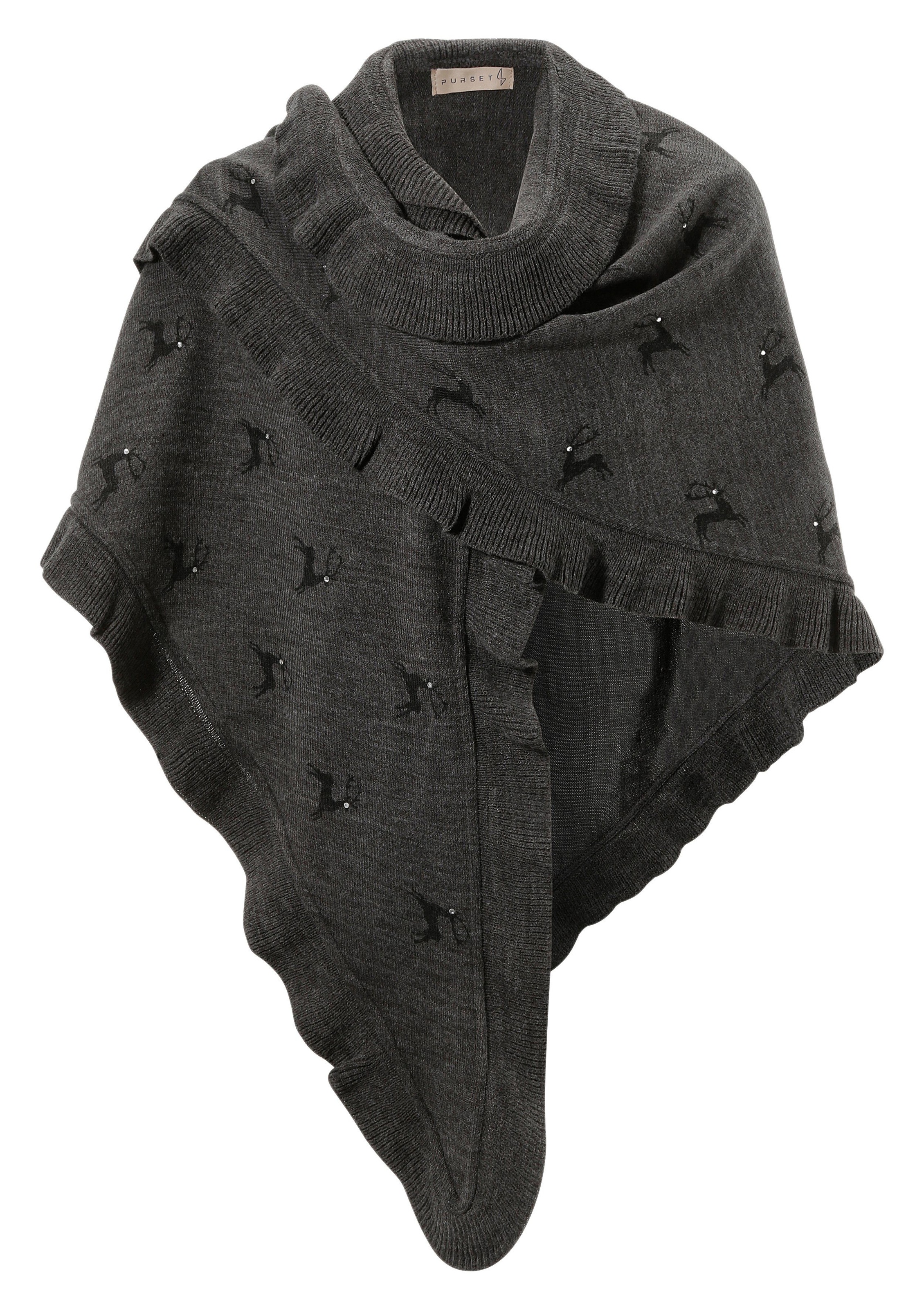 Image of PURSET Dreieckstuch, Damen, Trachtenponcho mit Hirschmotiv und Glitzersteinchen bei Ackermann Versand Schweiz