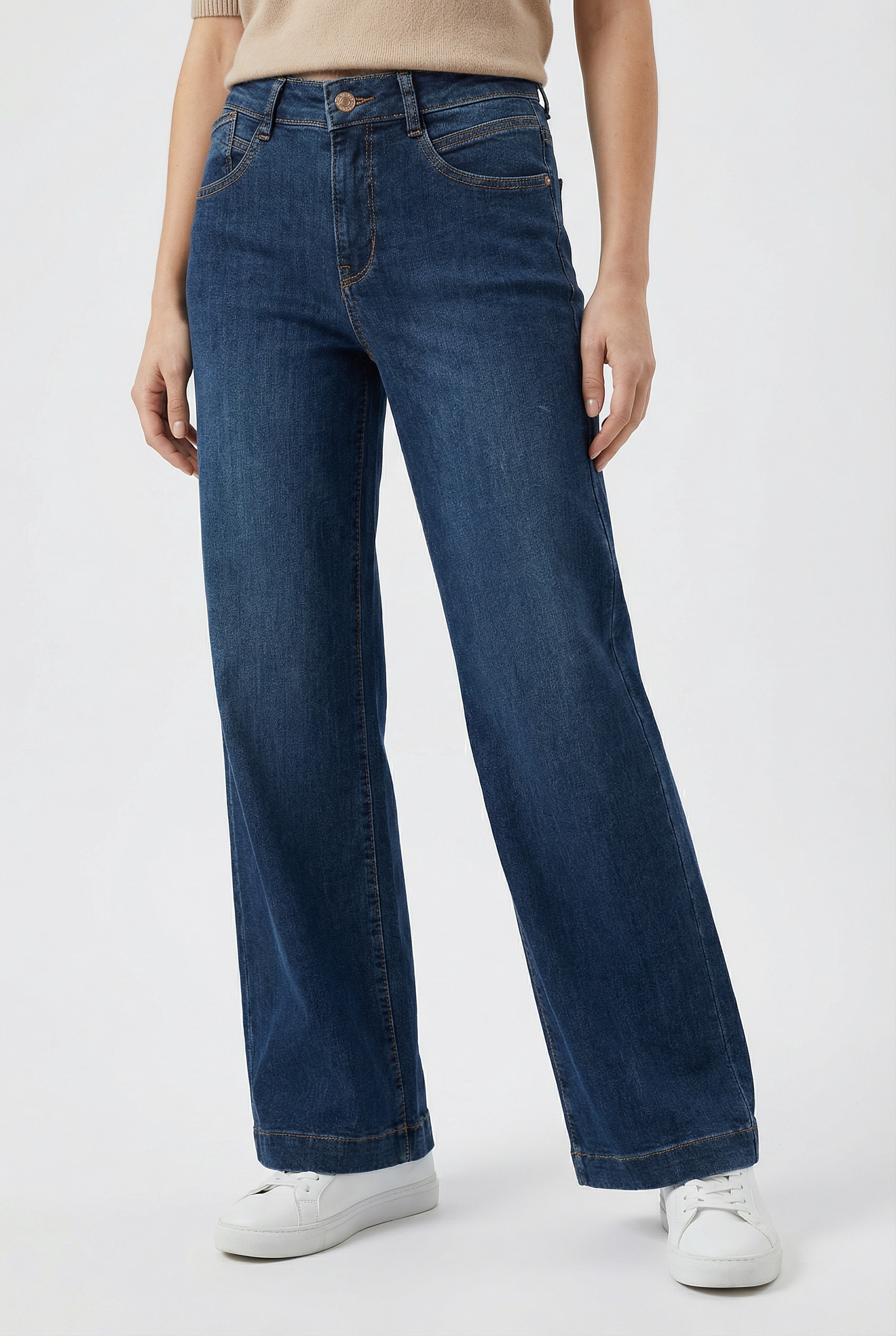 Image of MAC Stretch-Jeans "RICH PALAZZO" Naht-Details an den Gesässtaschen
