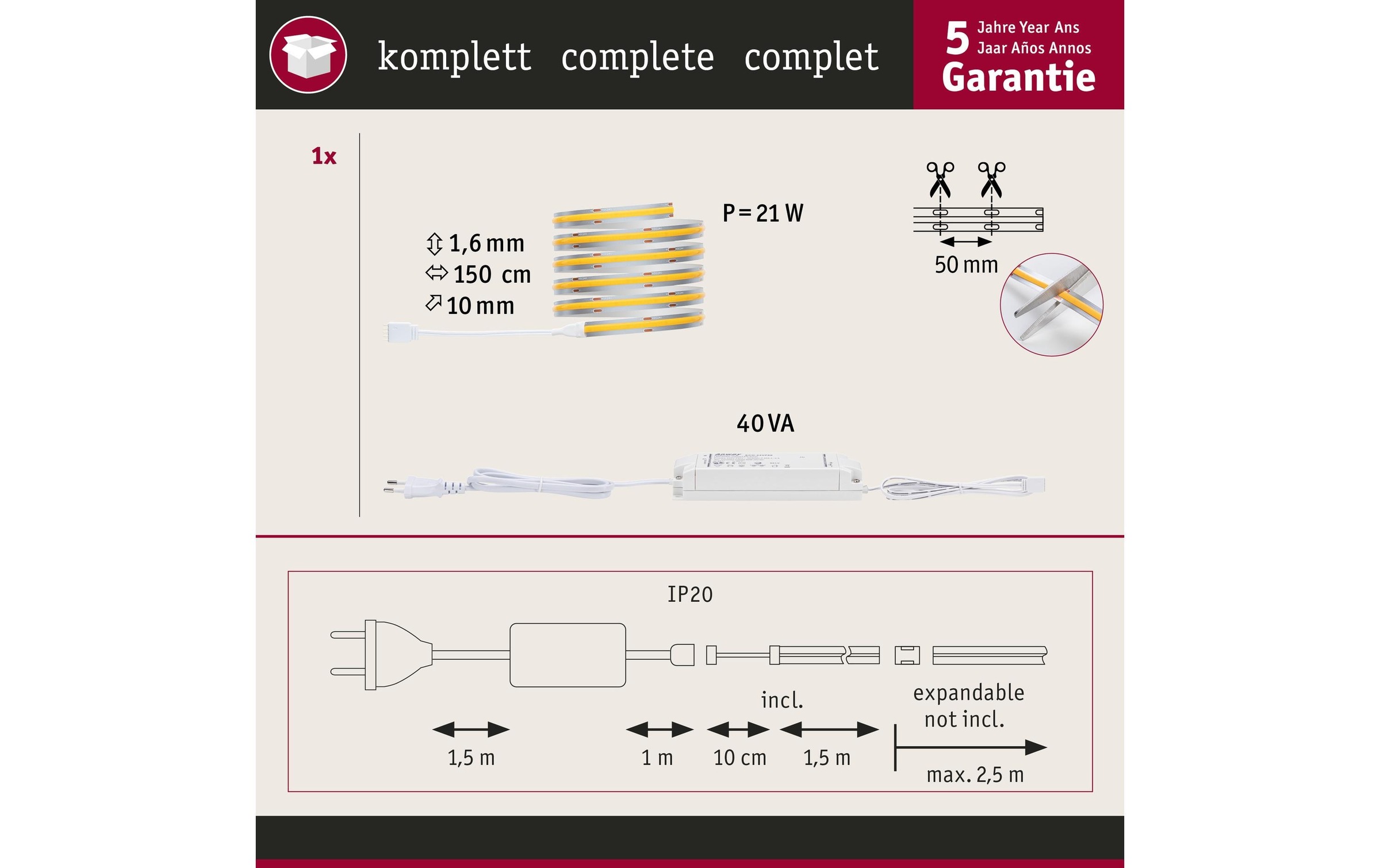 Paulmann LED-Streifen »MaxLED 1000 Bas«