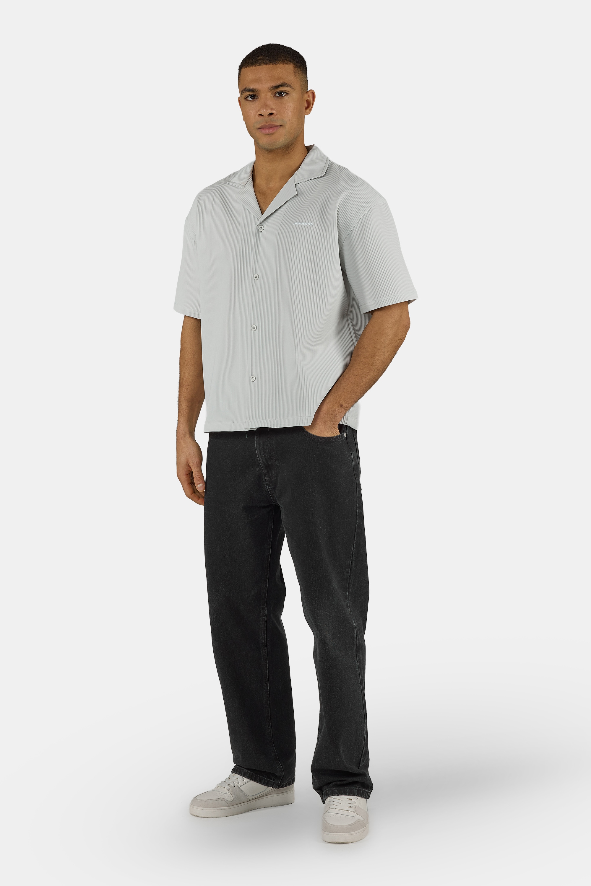 PEGADOR Chemise à manches courtes »TROY PLISSEE SUMMER SHIRT« mélange coton, coupe régulière
