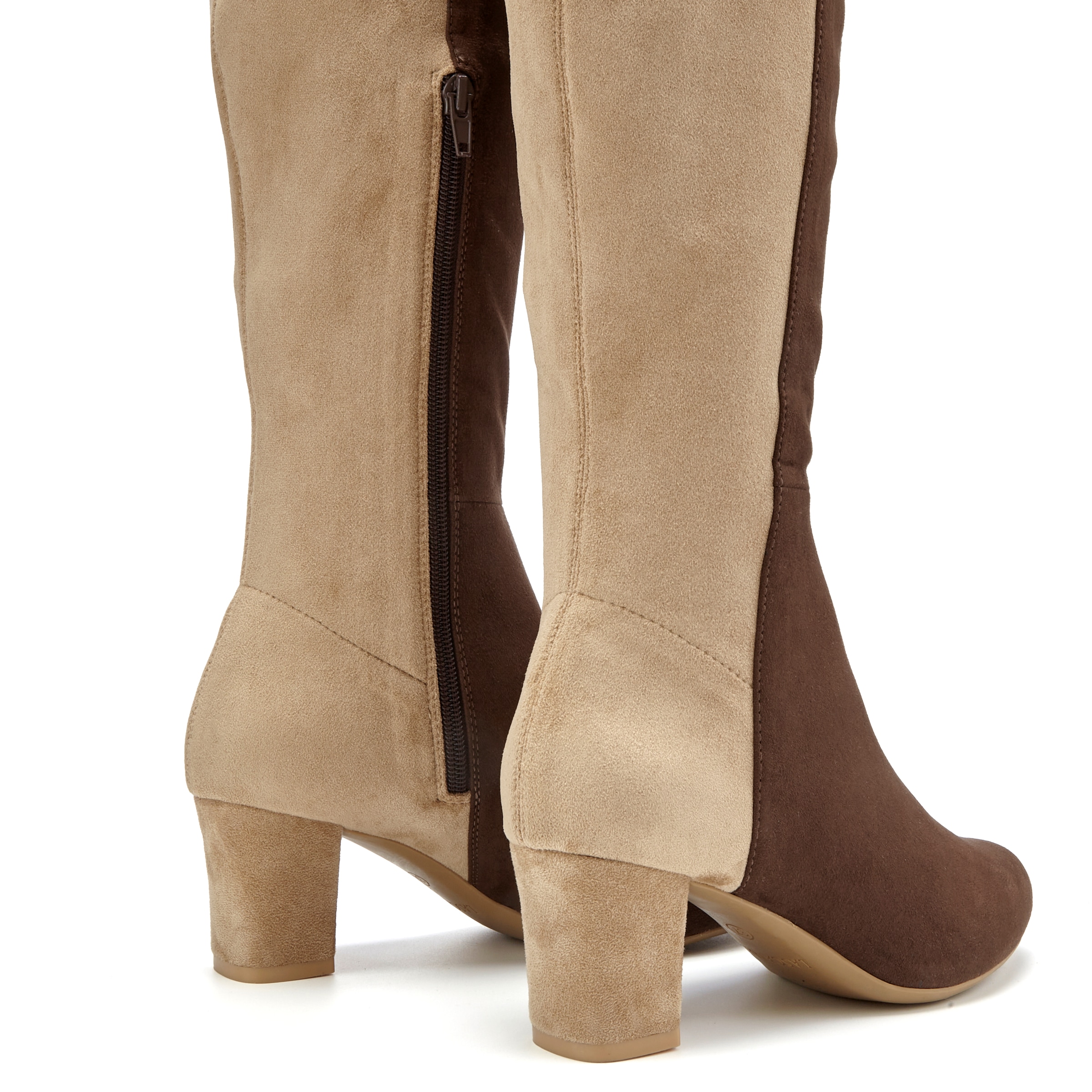LASCANA Stiefel »Langschaftstiefel, Stiefelette,«  mit Blockabsatz in elegant zweifarbiger Optik