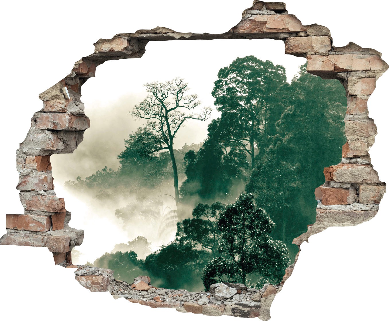 Image of queence Wandtattoo "Regenwald" Wandsticker, Wandbild, selbstklebend, 3D, Wanddurchbruch