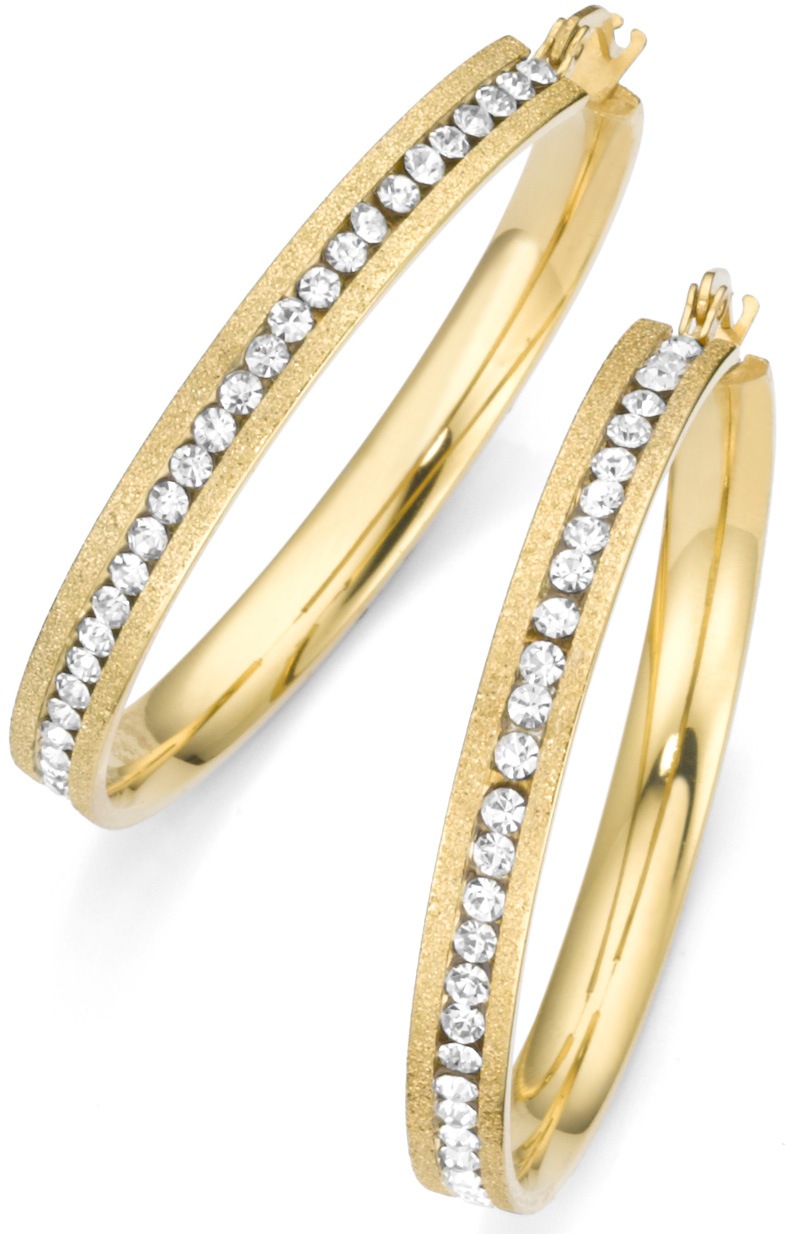 Image of Firetti Paar Creolen »goldfarben, strukturiert«, mit Zirkonia bei Ackermann Versand Schweiz