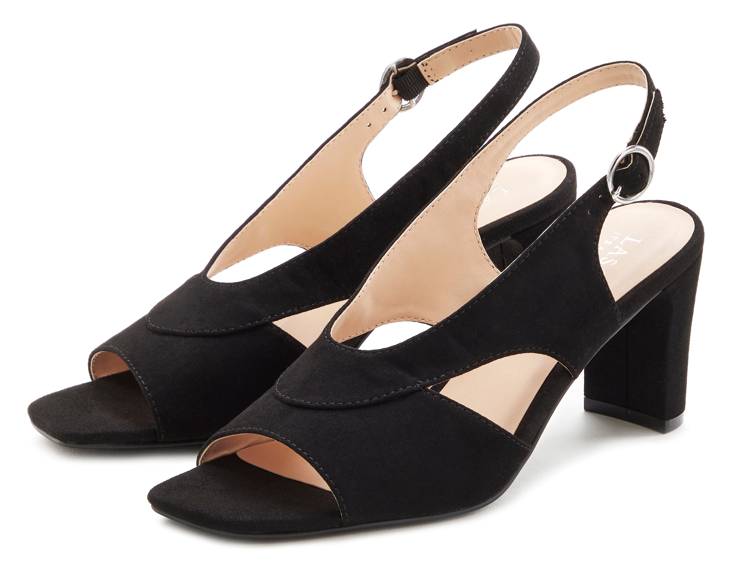 Image of LASCANA Sandalette "Sandale, Sommerschuh," mit Blockabsatz und raffiniertem Ausschnitt VEGAN