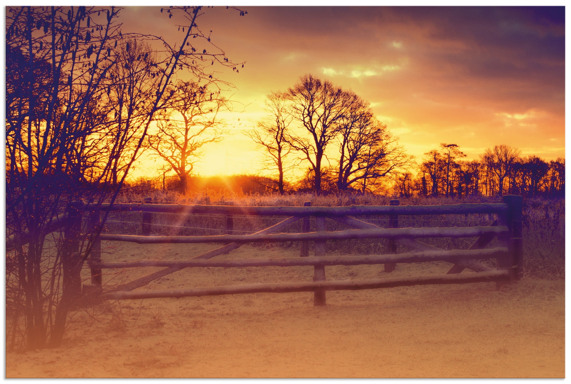 Image of Artland Wandbild »Sonnenaufgang im Februar«, Sonnenaufgang & -untergang, (1 St.), in vielen Grössen & Produktarten - Alubild / Outdoorbild für den Aussenbereich, Leinwandbild, Poster, Wandaufkleber / Wandtattoo auch für Badezimmer geeignet bei Ackermann V