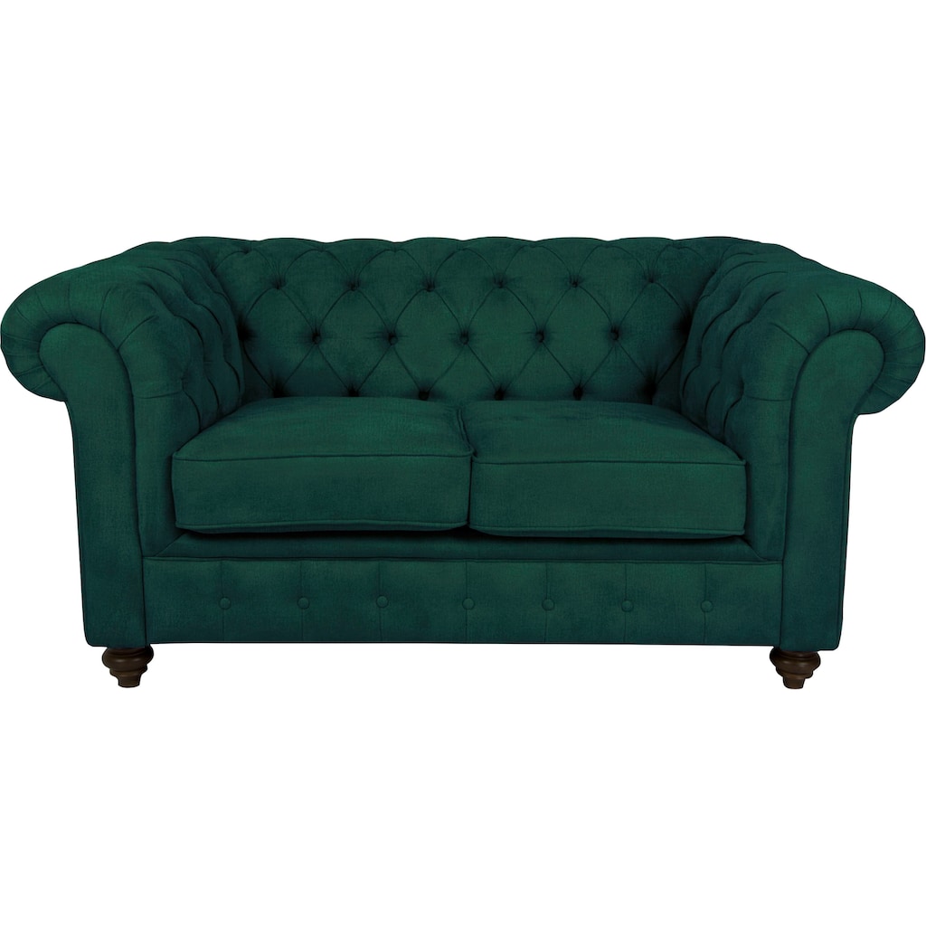 Home affaire Chesterfield-Sofa »Duc 2-Sitzer«, hochwertige Knopfheftung im Rücken, Samtoptik mit changierender Optik