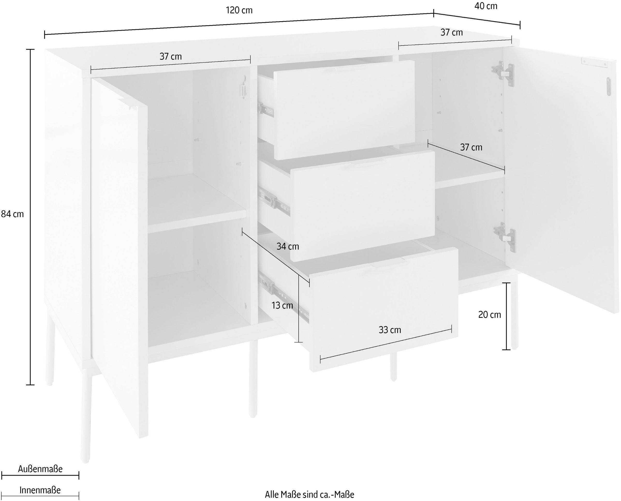 s.Oliver Sideboard »Kallby« 1 Stk. tlg. lackiertes MDF, Soft-Close Funktion, Breite 120 cm