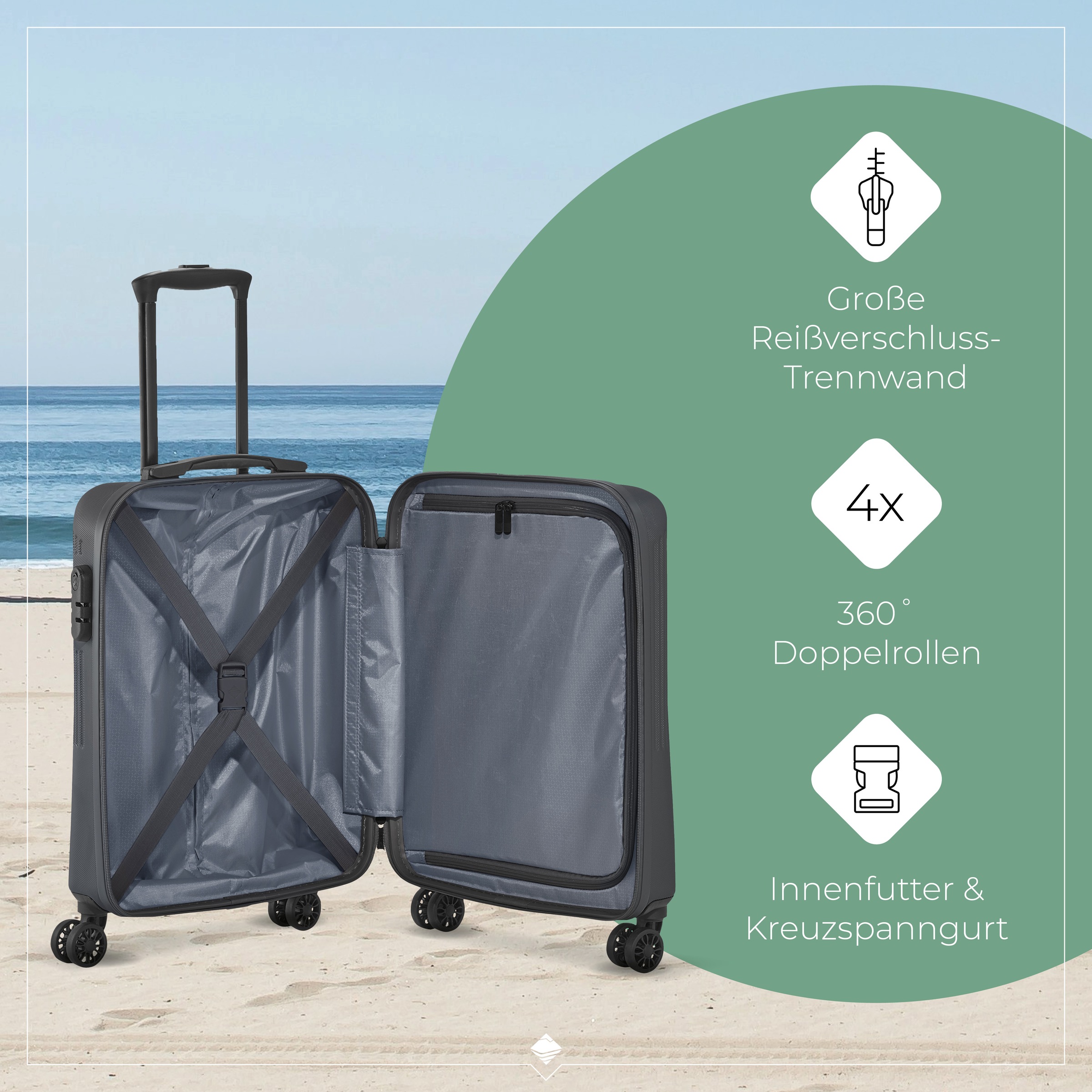 travelite Trolleyset »BALI 3-teilig Hartschale« TSA-Schloss – robustes Reisegepäck