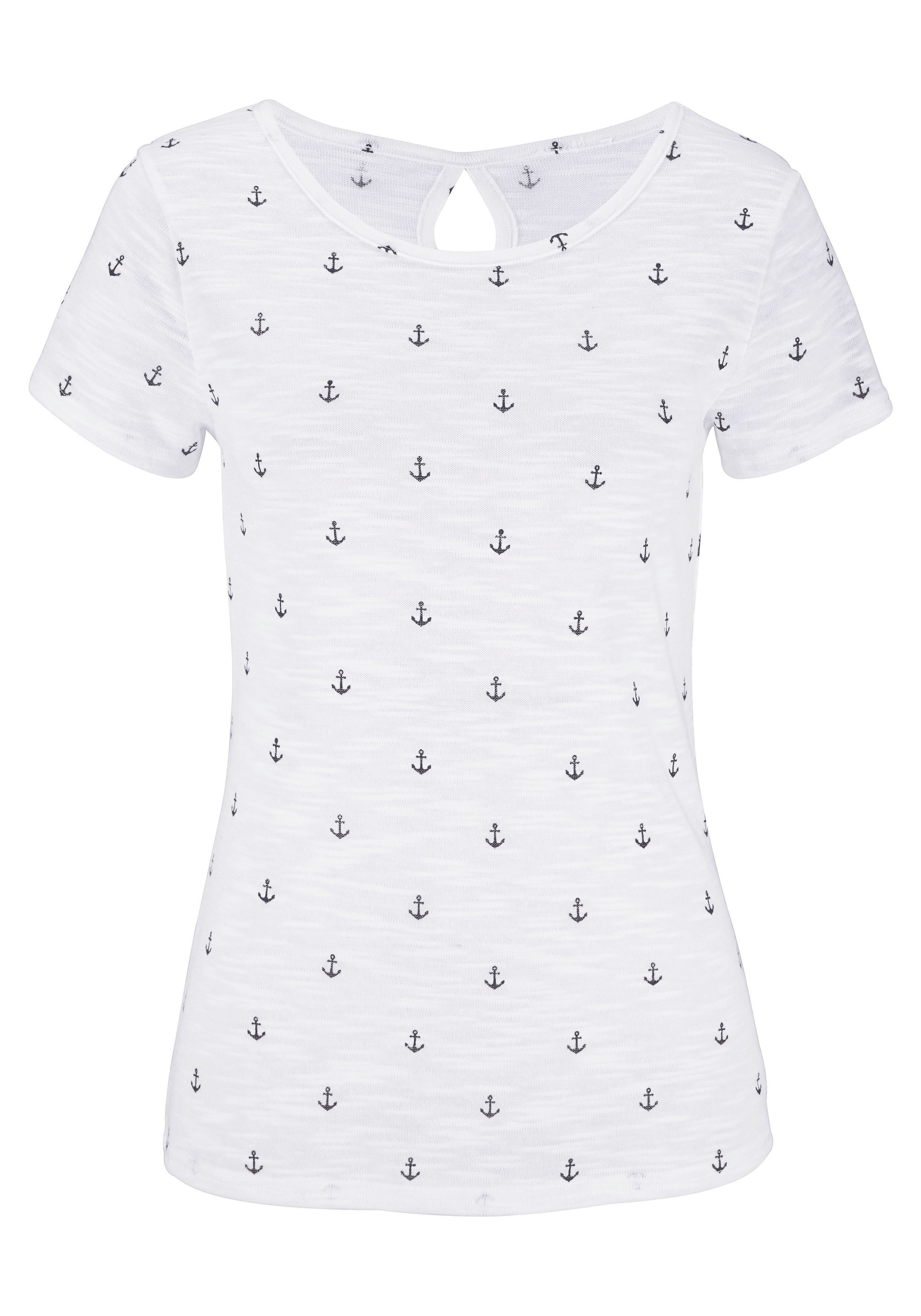 Beachtime T-Shirt, mit maritimem Anker-Druck