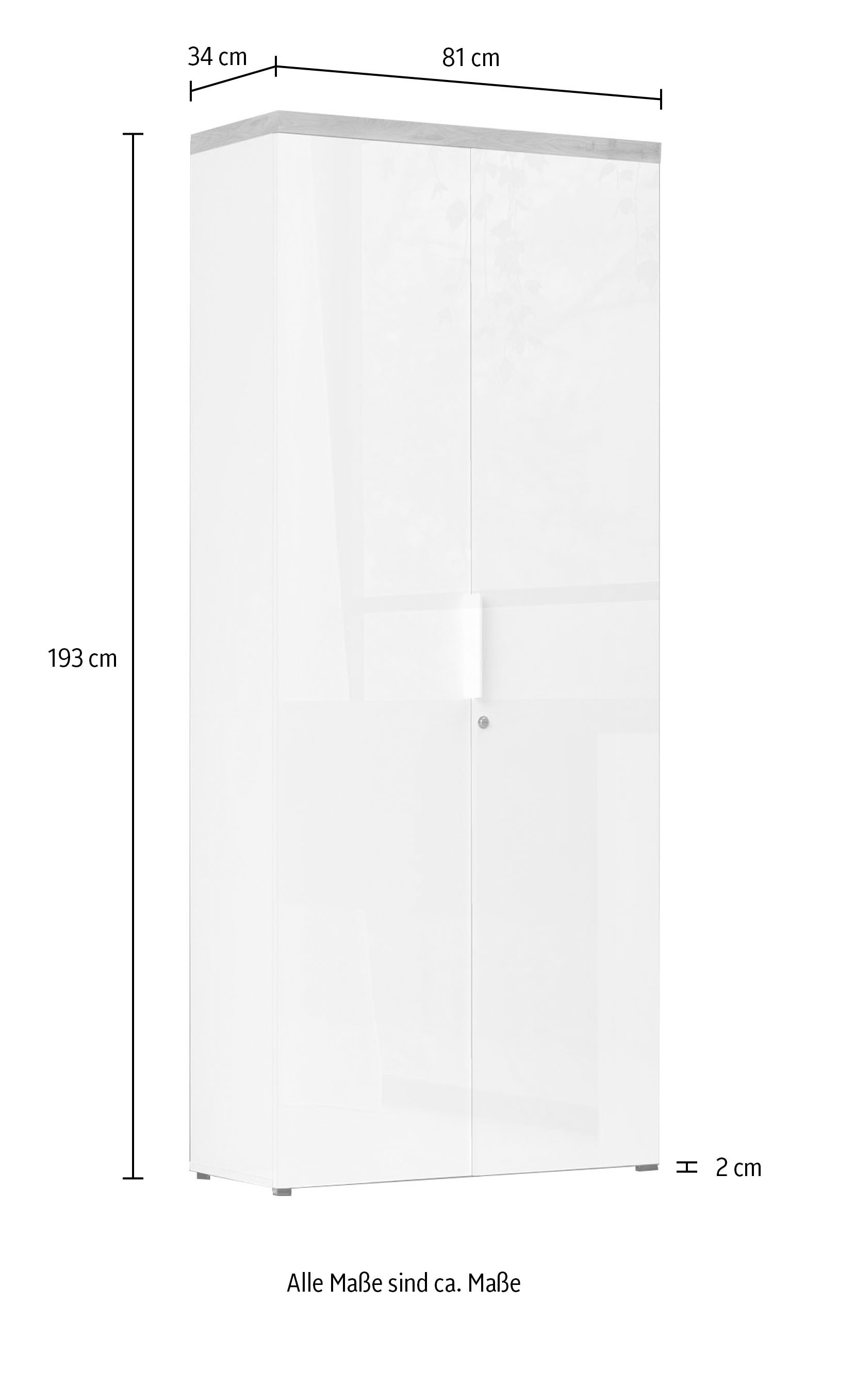 INOSIGN Aktenschrank »Easy B/H 81/193 cm, Büroschrank, Mehrzweckschrank mit 2 Türen« abschliessbar, 4 Böden, Metallgriffe, Top 38 mm stark