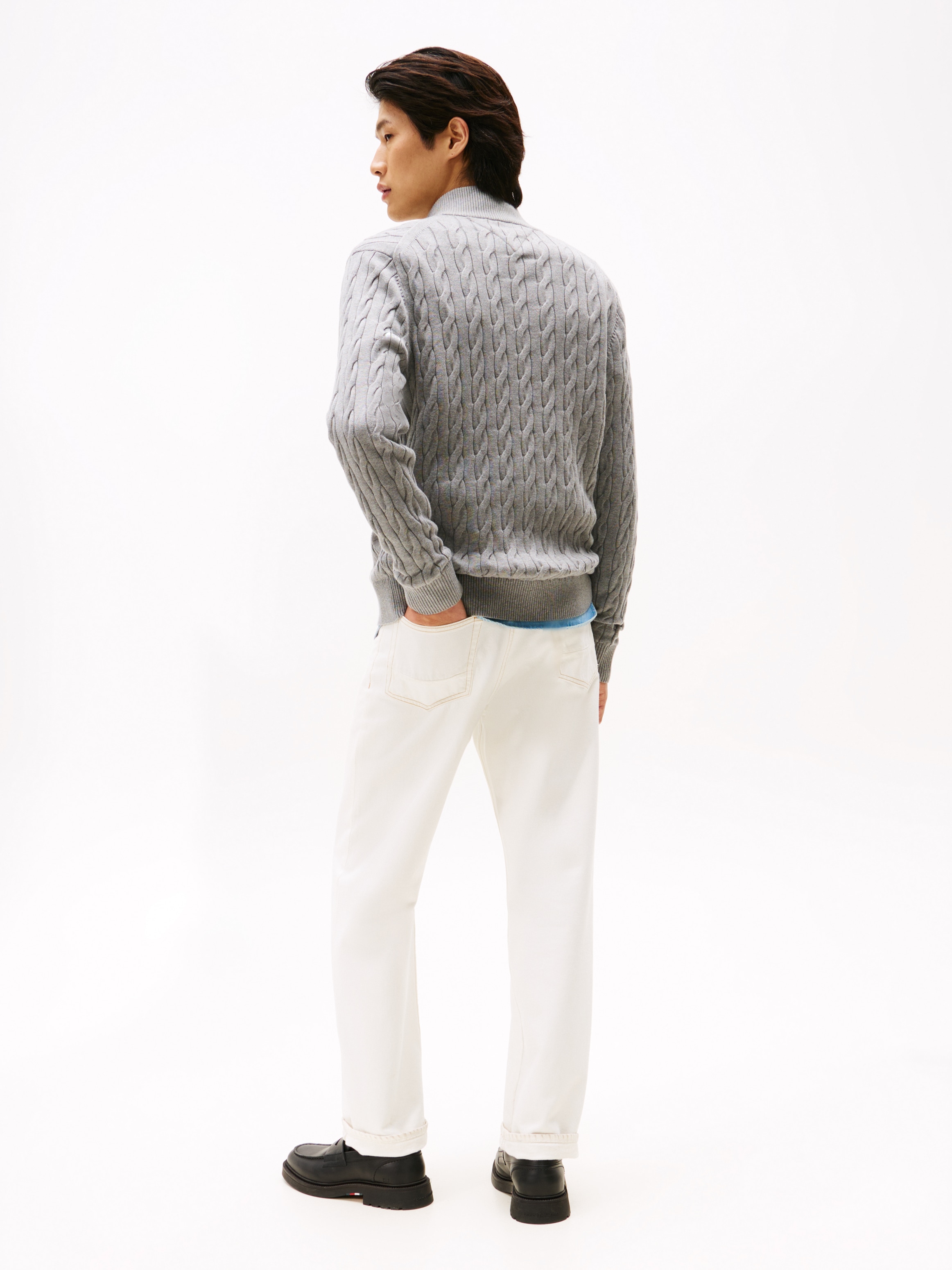 Tommy Hilfiger Strickjacke »CLASSIC COTTON CABLE ZIP THROUGH«, mit Rippstrickstehkragen, mit Zopfstrickmuster