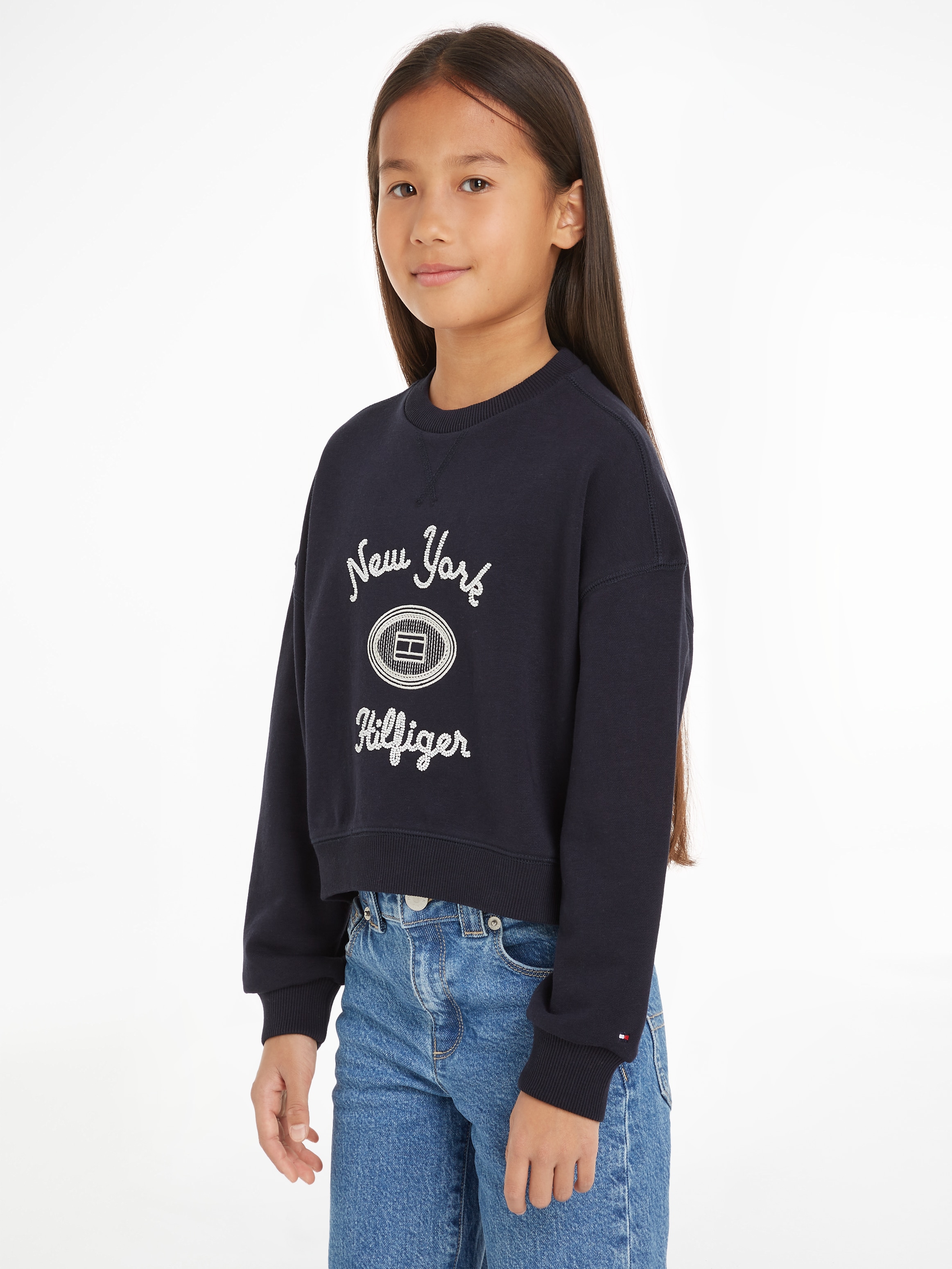 Langarmshirt »HILFIGER NY EMBROIDERED CREWNECK«, Kinder bis 16 Jahre mit Logostickerei