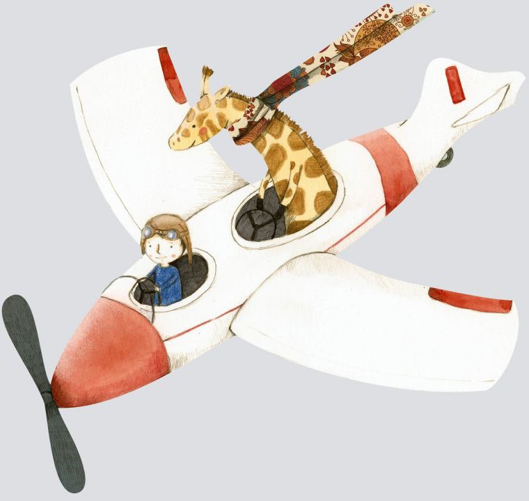 Image of Wall-Art Wandtattoo »Giraffe fliegt Flugzeug Pilot«, (1 St.) bei Ackermann Versand Schweiz