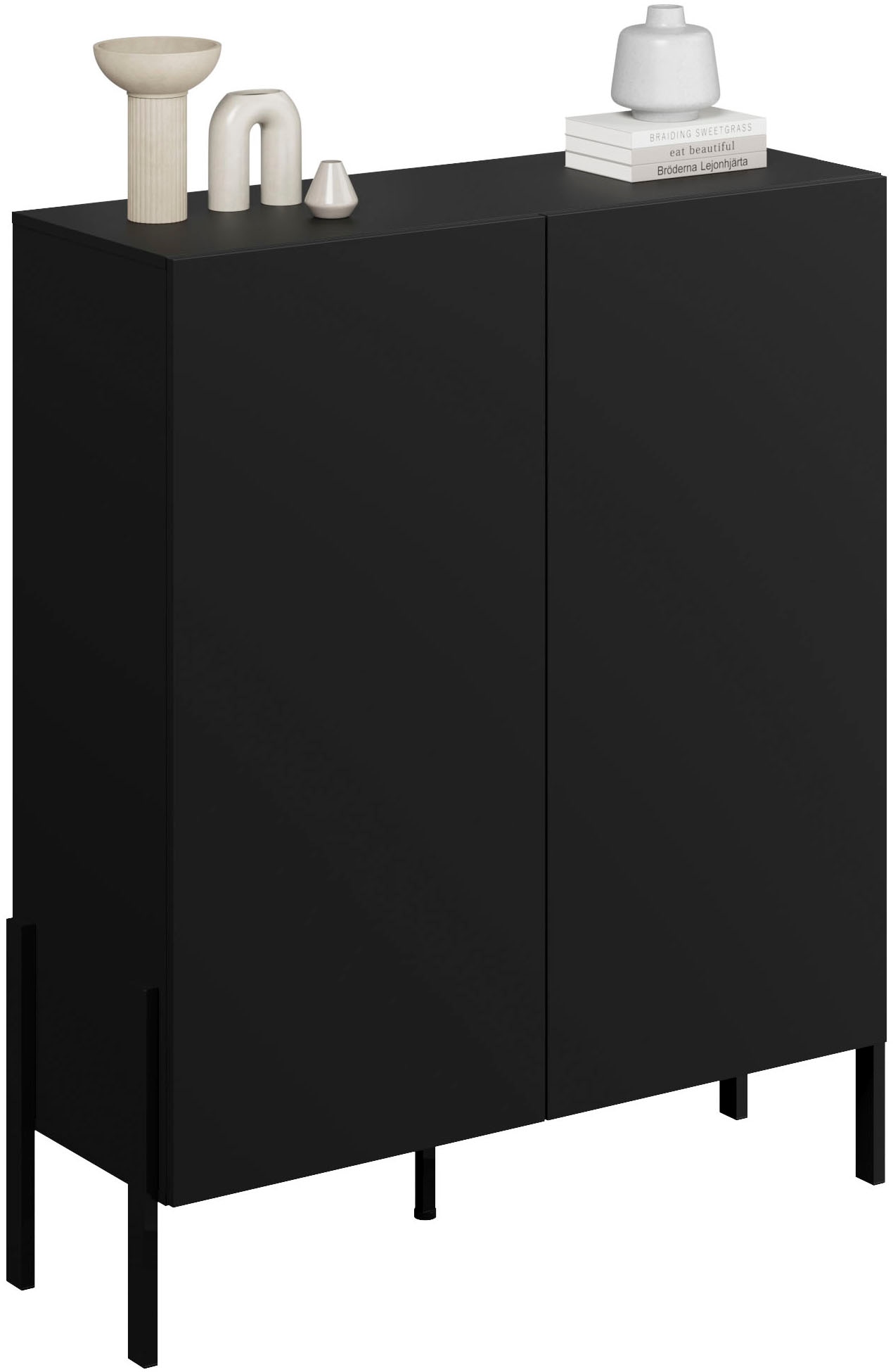 GOODproduct Kommode »Jukon, Breite 110 cm, moderne grifflose Hochschrank, 2Türen« Highboard mit viel Stauraum, push-to-open-Funktion