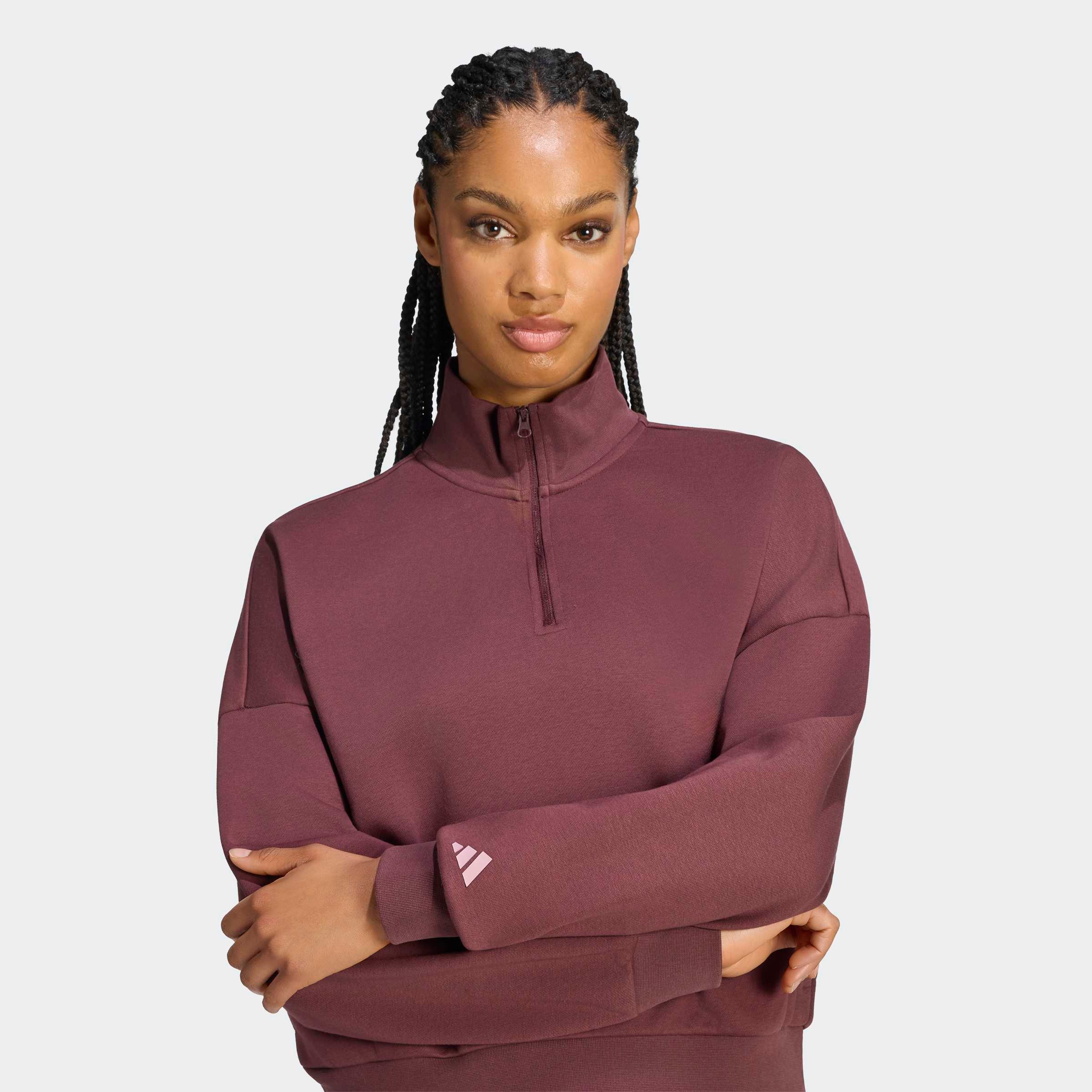 adidas Sportswear Sweatshirt »3-STREIFEN STUDIO FLEECE, REISSVERSCHLUSS BIS ZUR BRUST«
