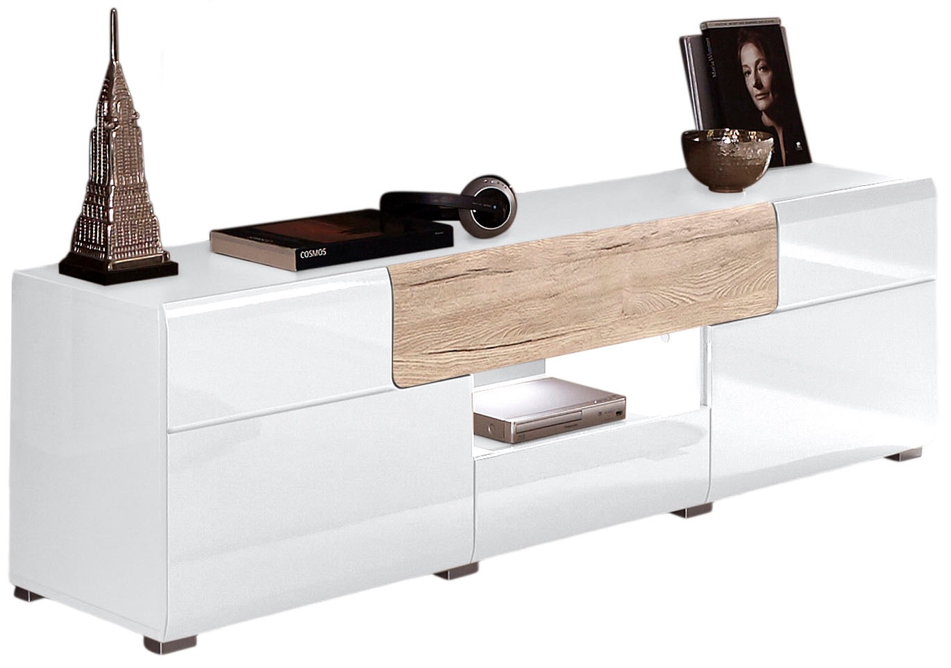 OTTO home Lowboard "Toledo,Breite 159cm, trendige TV-Schrank mit dekorative Fräsungen" TV-Board ohne Beleuchtung, TV-Kommode mit viel Stauraum