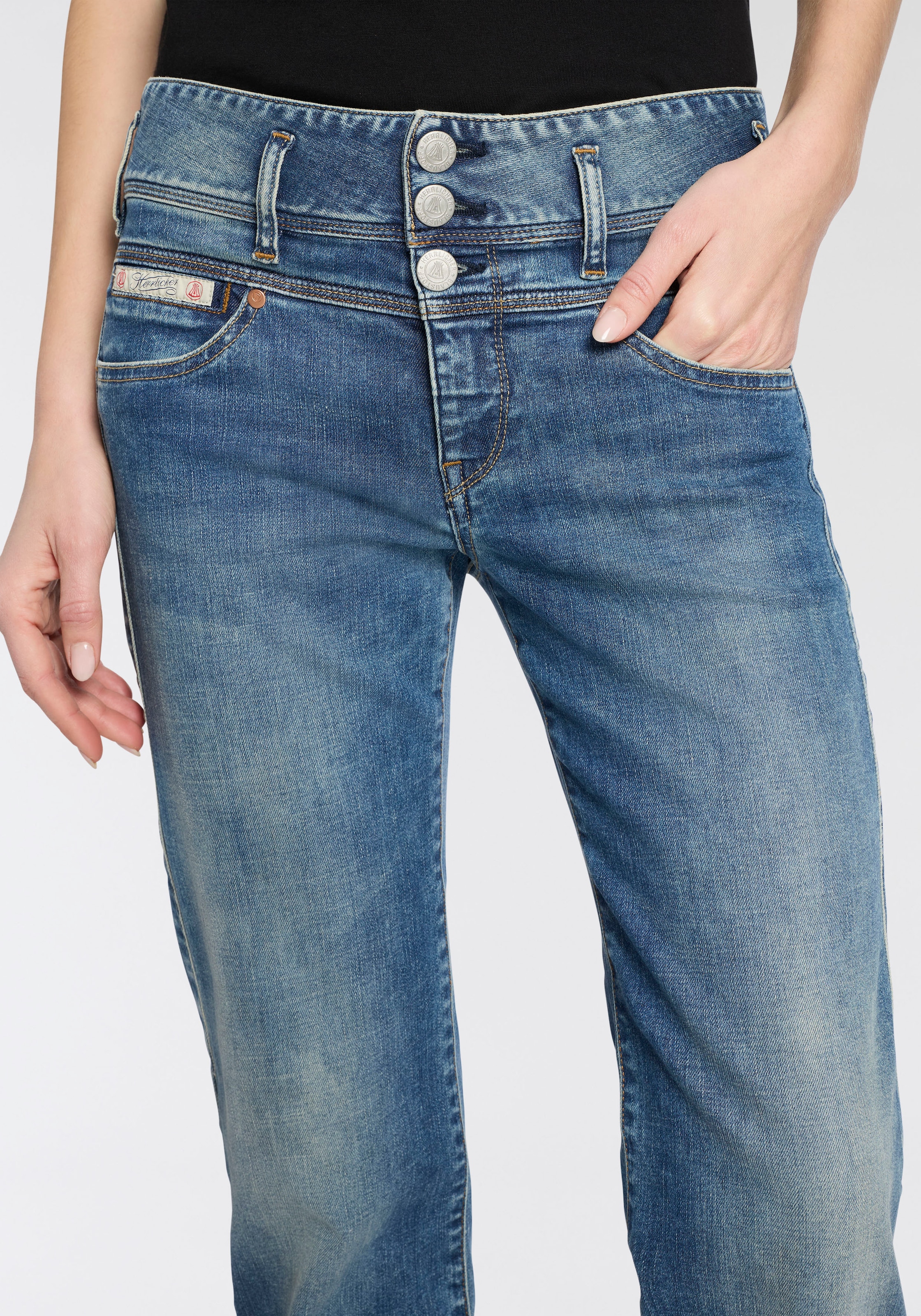 Herrlicher Jeans taille haute »Raya New Straight Denim« im Straight Fit, 3-Knopf-Verschluss